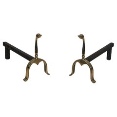 Pair of Brass Ducks Andirons In the Style of Maison Jansen
