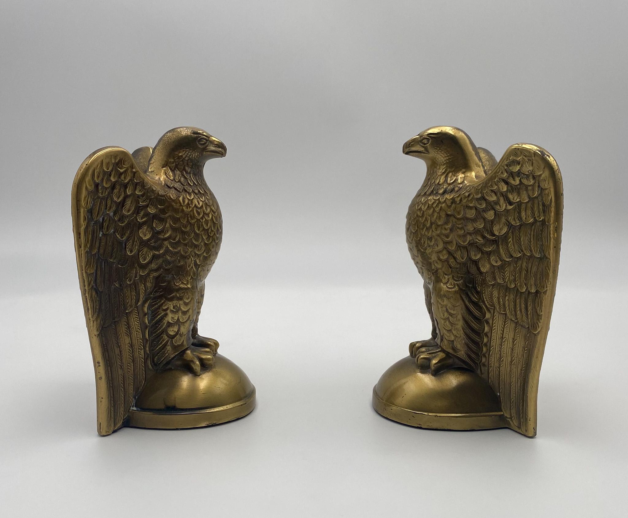 Pair of Brass Eagle Bookends, 1970's.  