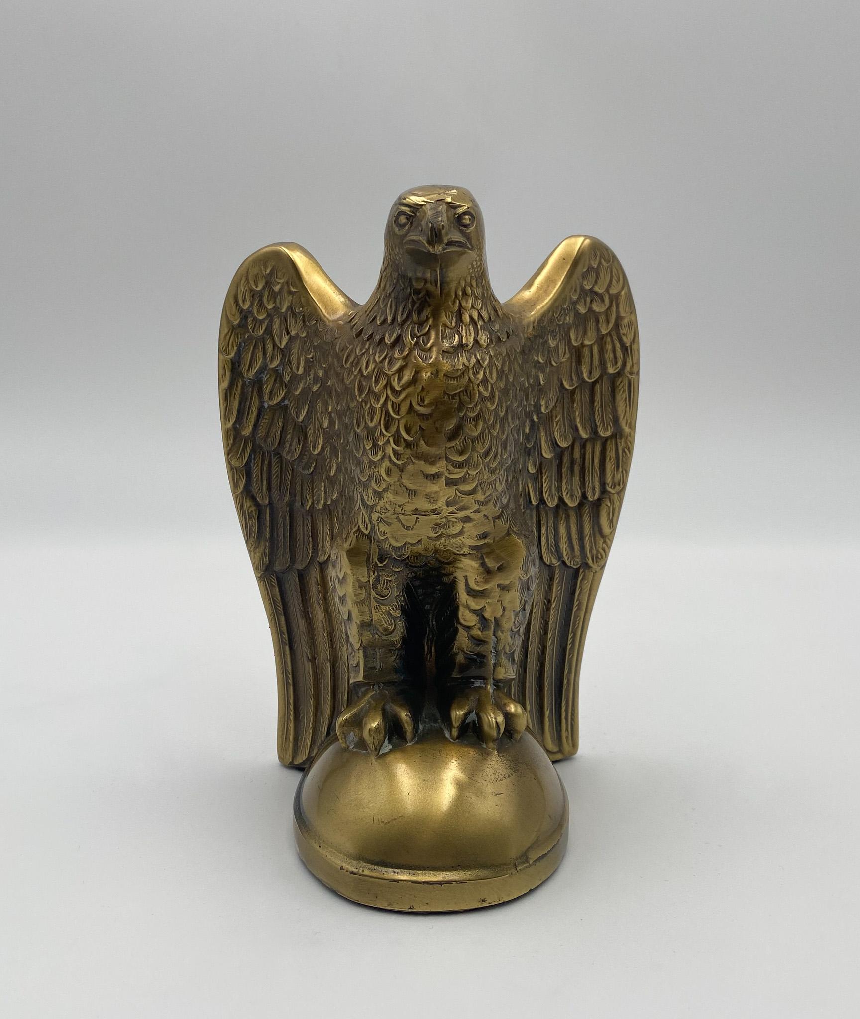 American Colonial Pair of Brass Eagle Bookends, 1970's  For Sale