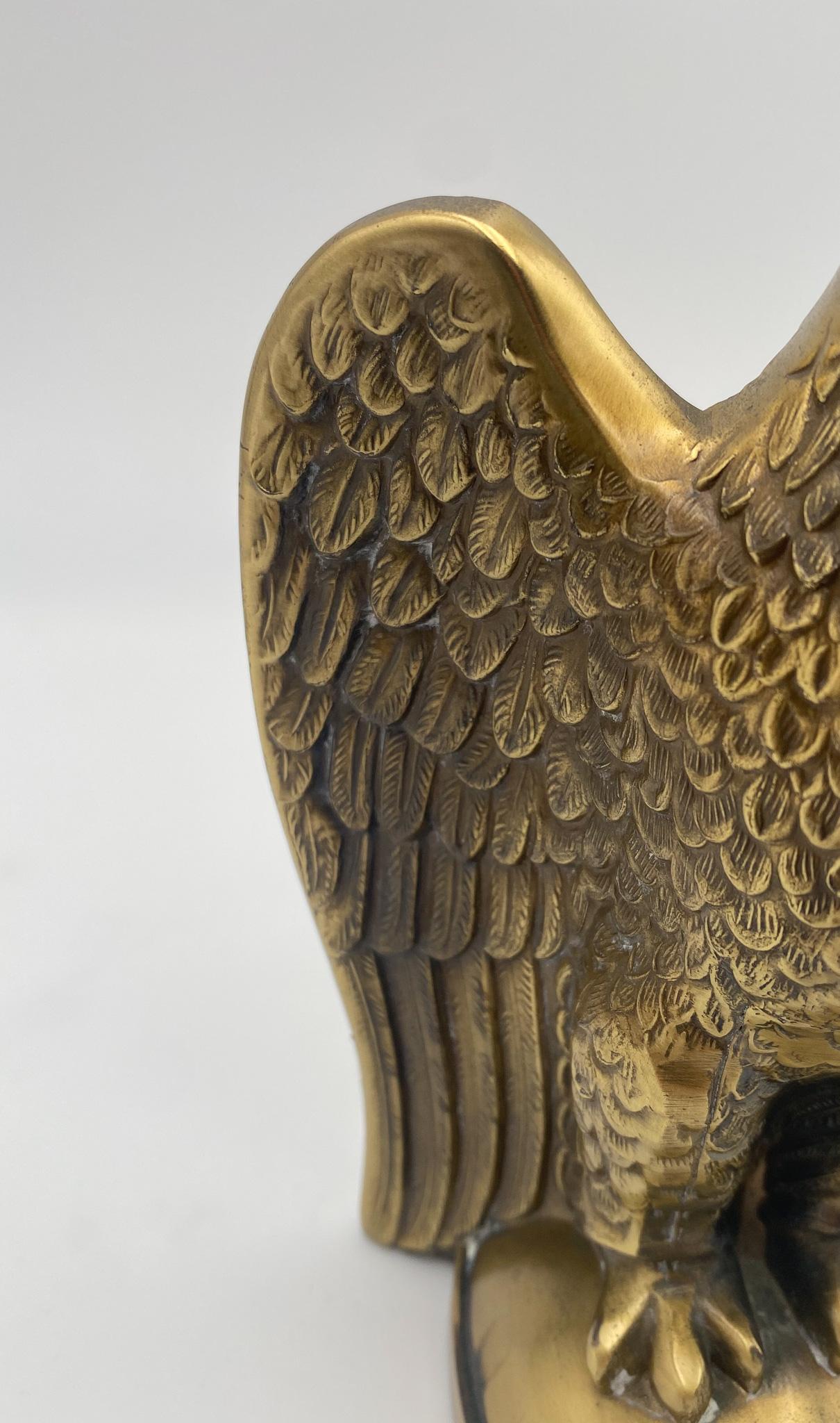 20th Century Pair of Brass Eagle Bookends, 1970's  For Sale