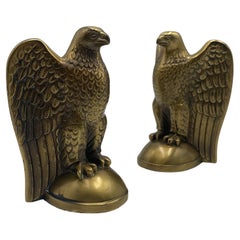 Vintage Pair of Brass Eagle Bookends, 1970's 