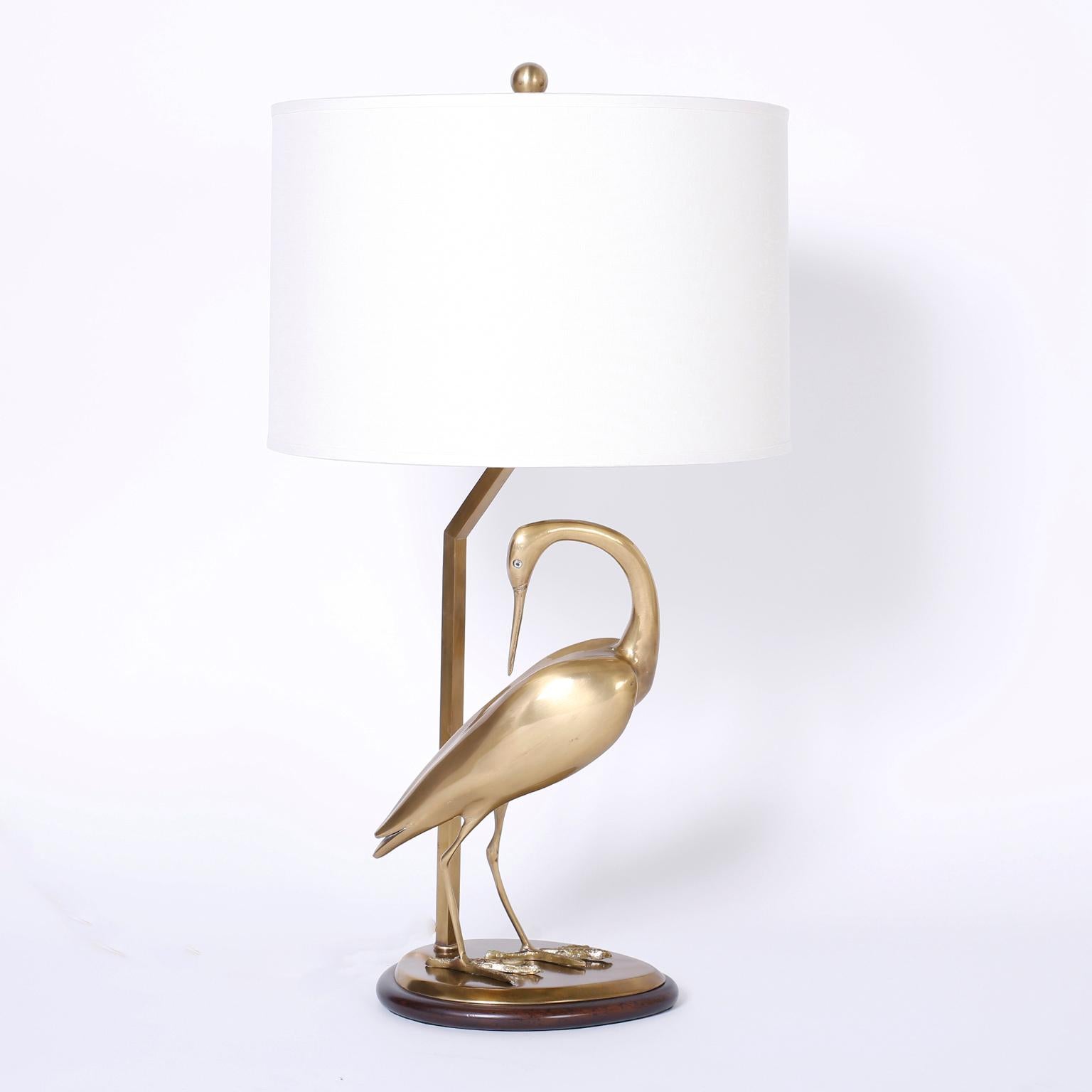 Pair Of Brass Egret Bird Table Lamps At, Egret Table Lamp