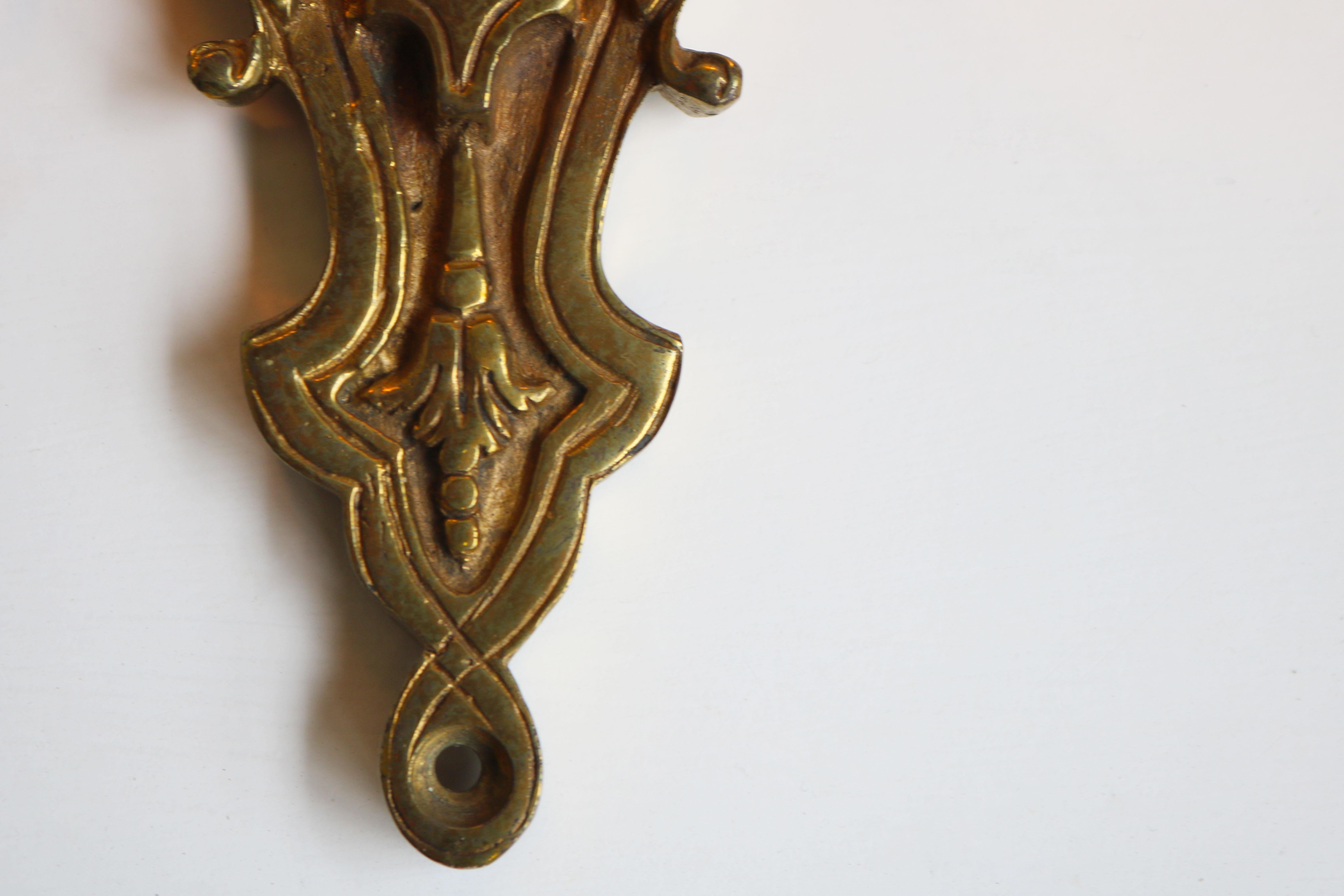 Pair of Brass Empire 19th Century Wall Lights with Serpent Heads Sconces Glass For Sale 2