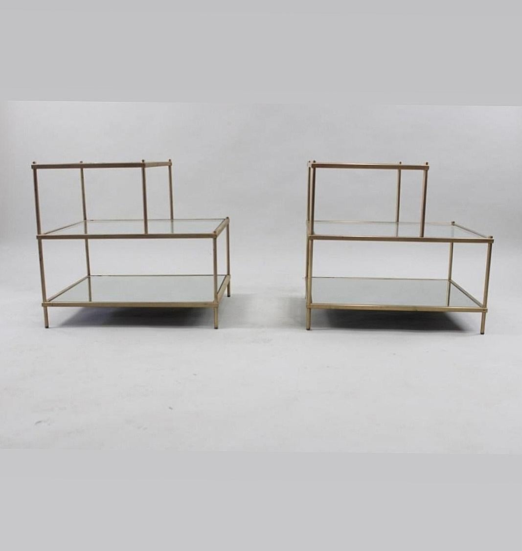 Art Deco Pair of Brass End Tables 