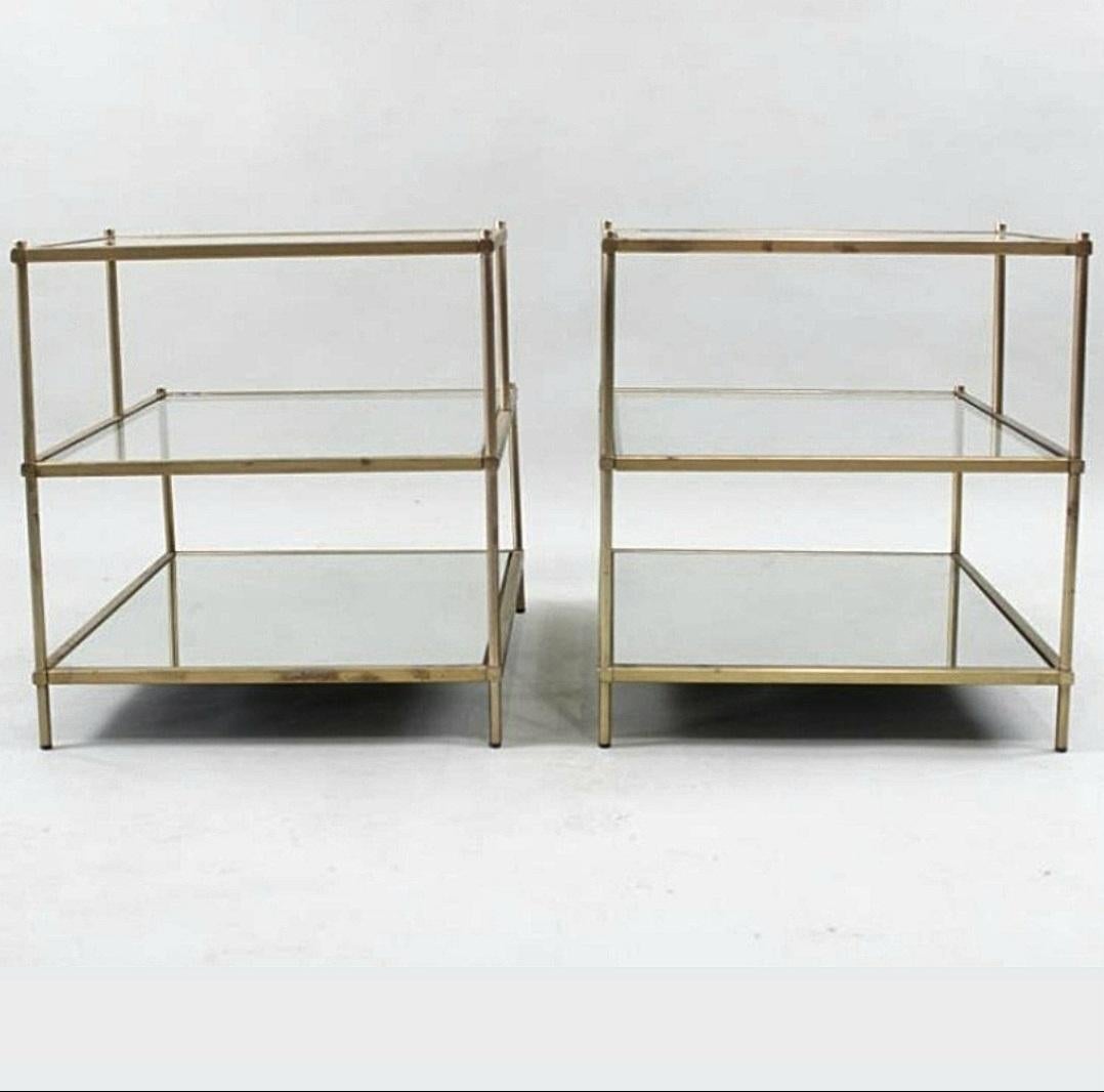 American Pair of Brass End Tables 