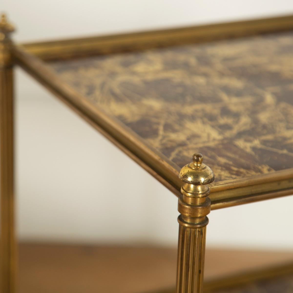 French Pair of Brass End Tables