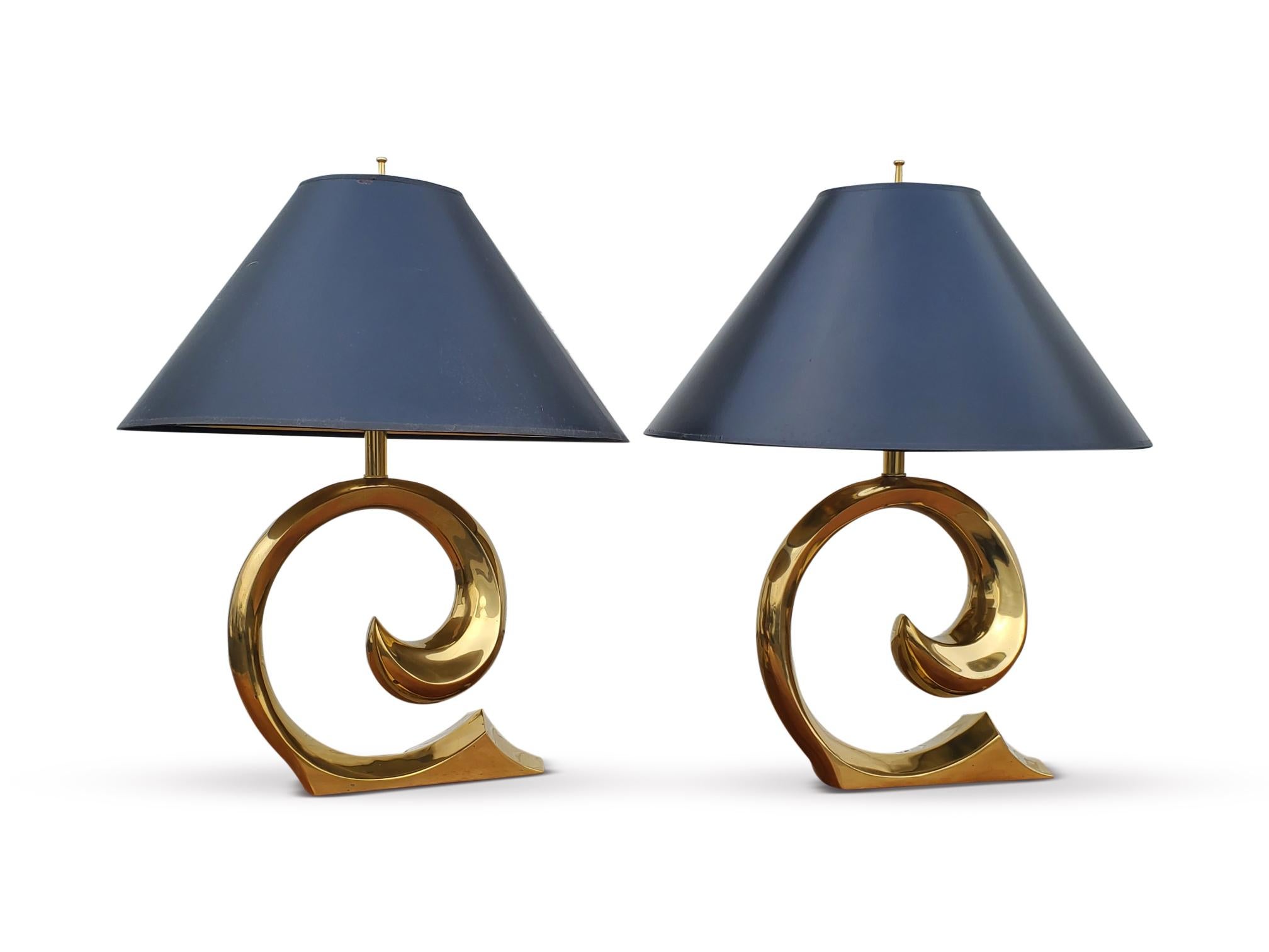 Modern Pair of Brass Erwin Lambeth Table Lamps  For Sale