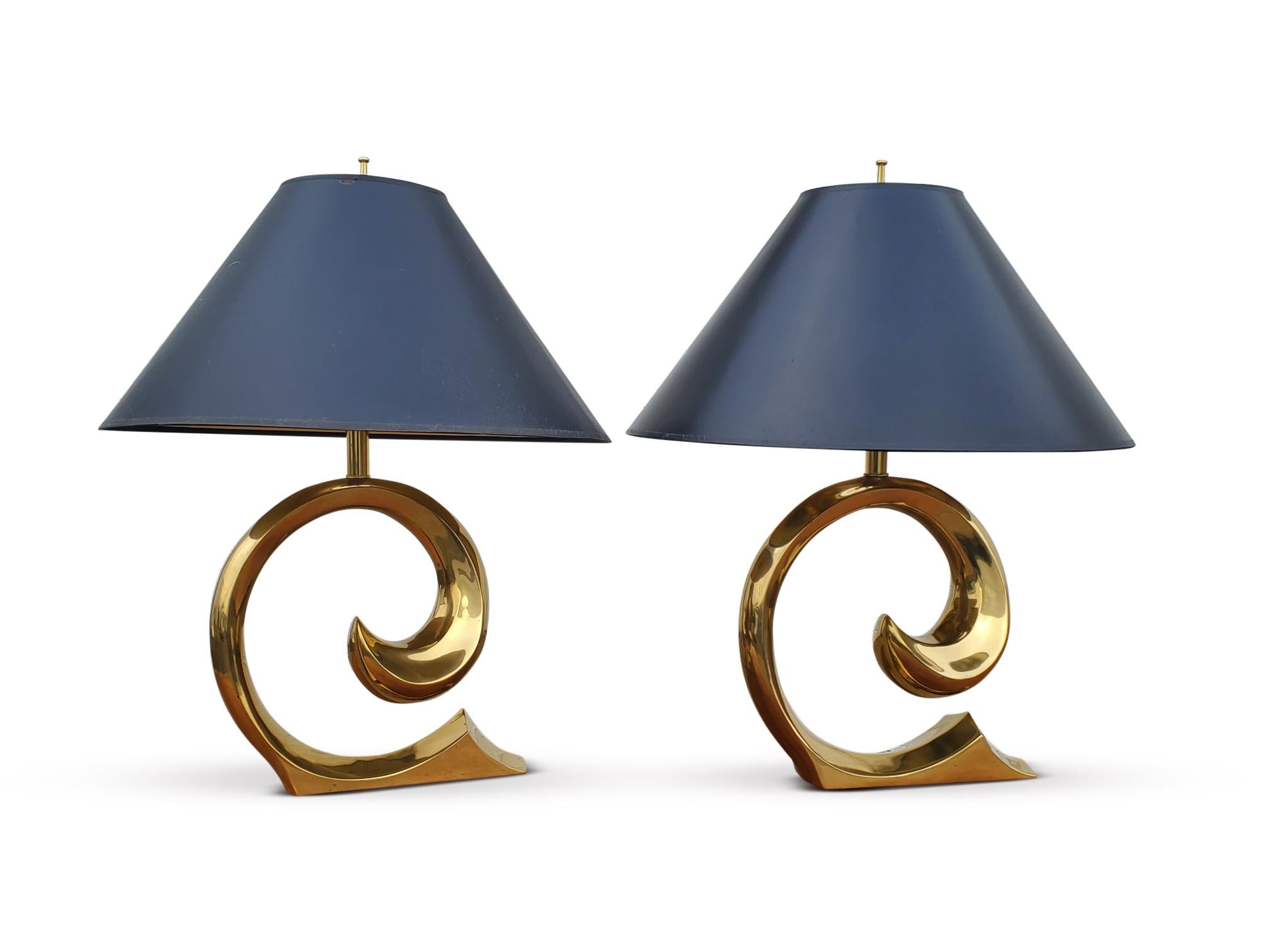 American Pair of Brass Erwin Lambeth Table Lamps  For Sale