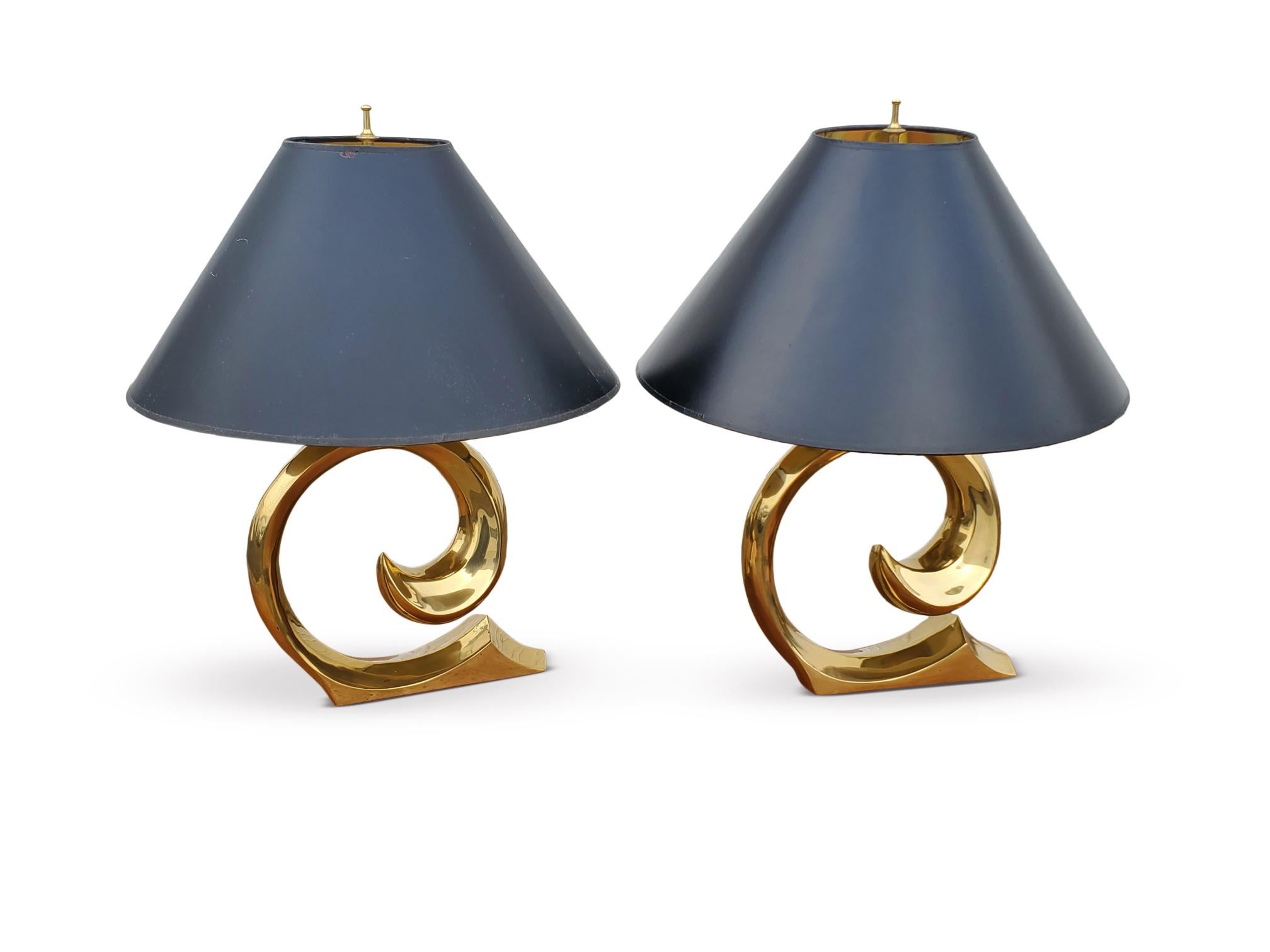 20th Century Pair of Brass Erwin Lambeth Table Lamps  For Sale