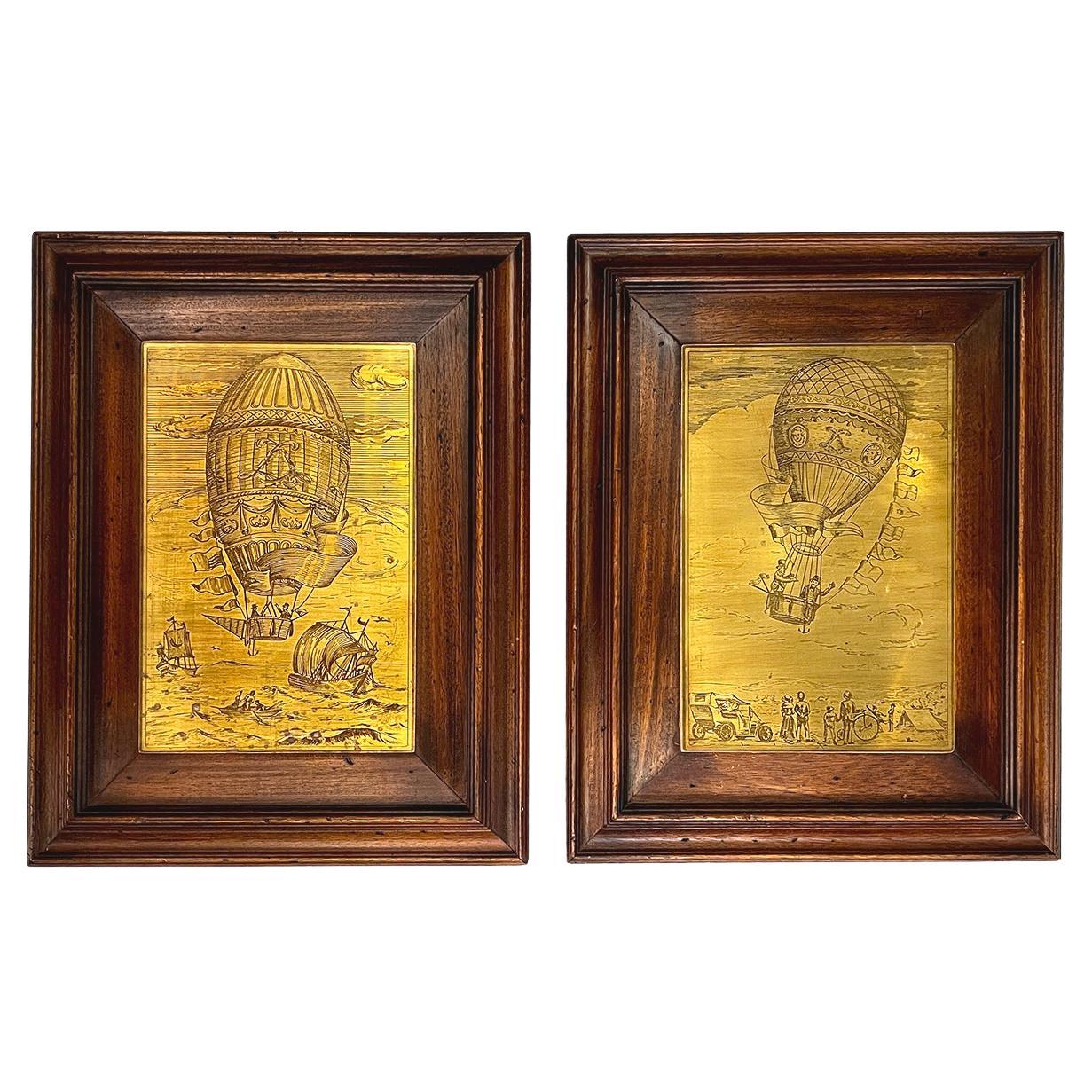 Pair of Brass Etchings For Sale