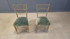 Pair of brass faux bamboo chairs, 1960s