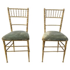 Pair of brass faux bamboo chairs, 1960s