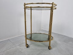 Pair of Brass Faux Bamboo Drinks Trolley, 1970s