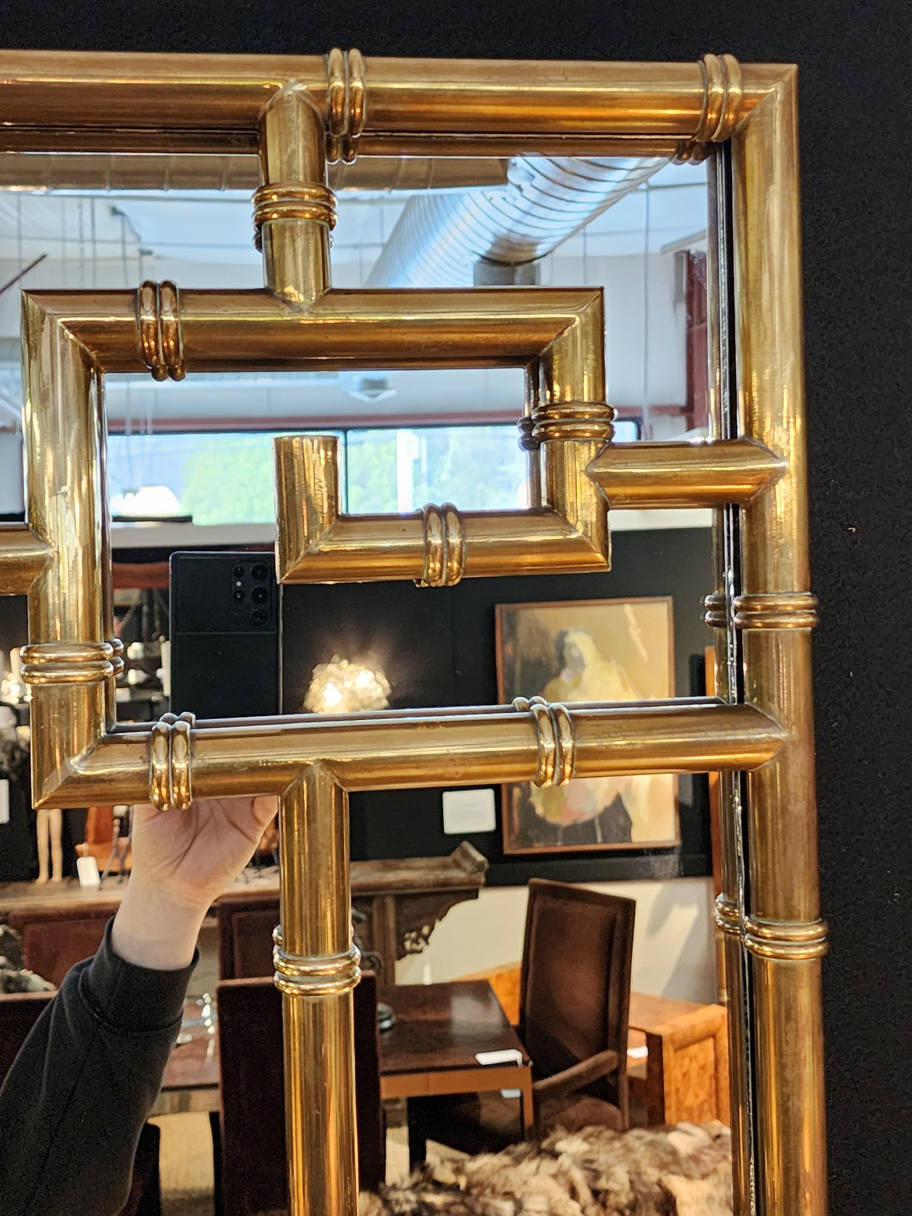 Late 20th Century Pair Of Brass Faux Bamboo Mirrors by Mastercraft 1970 For Sale