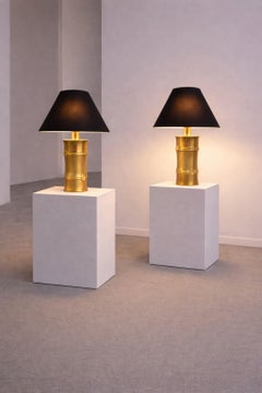 Pair of Brass Faux Bamboo Table Lamps by Maison Jansen, 1970s