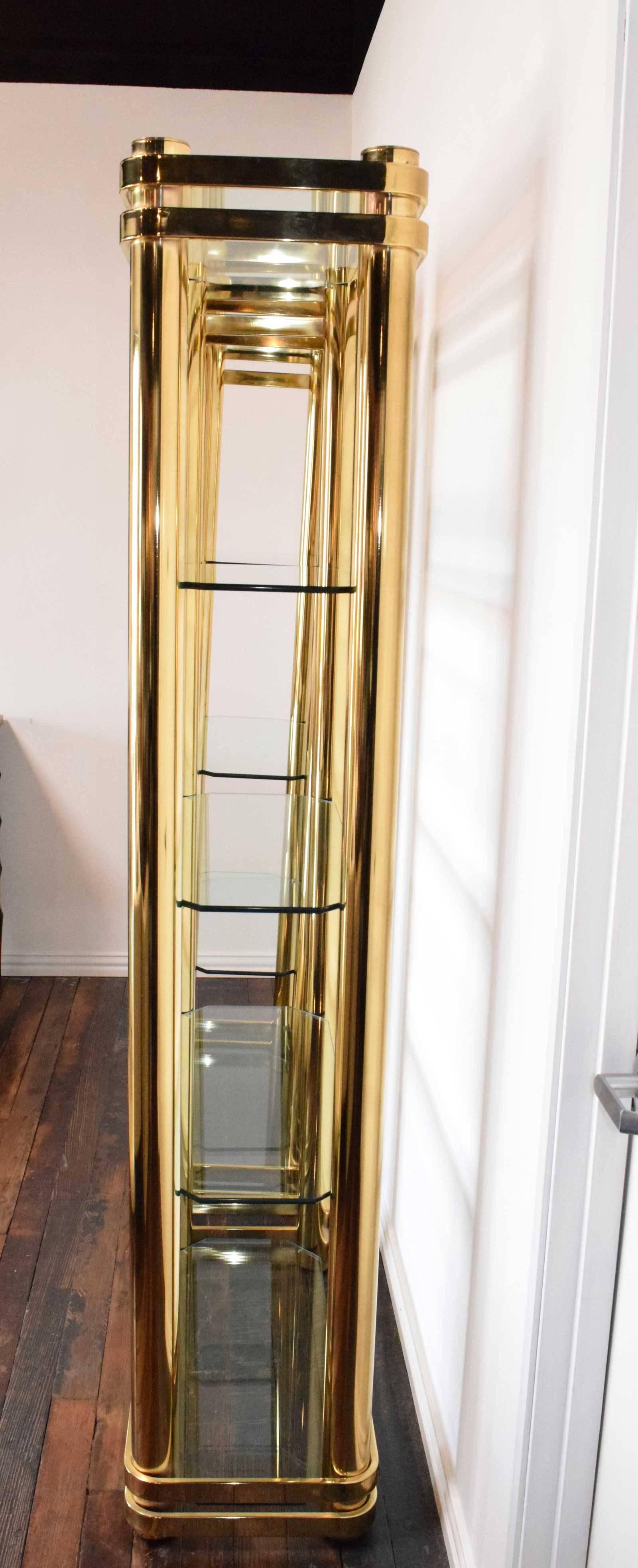 Pair of Brass Finish Etageres Attributed to Mastercraft 2