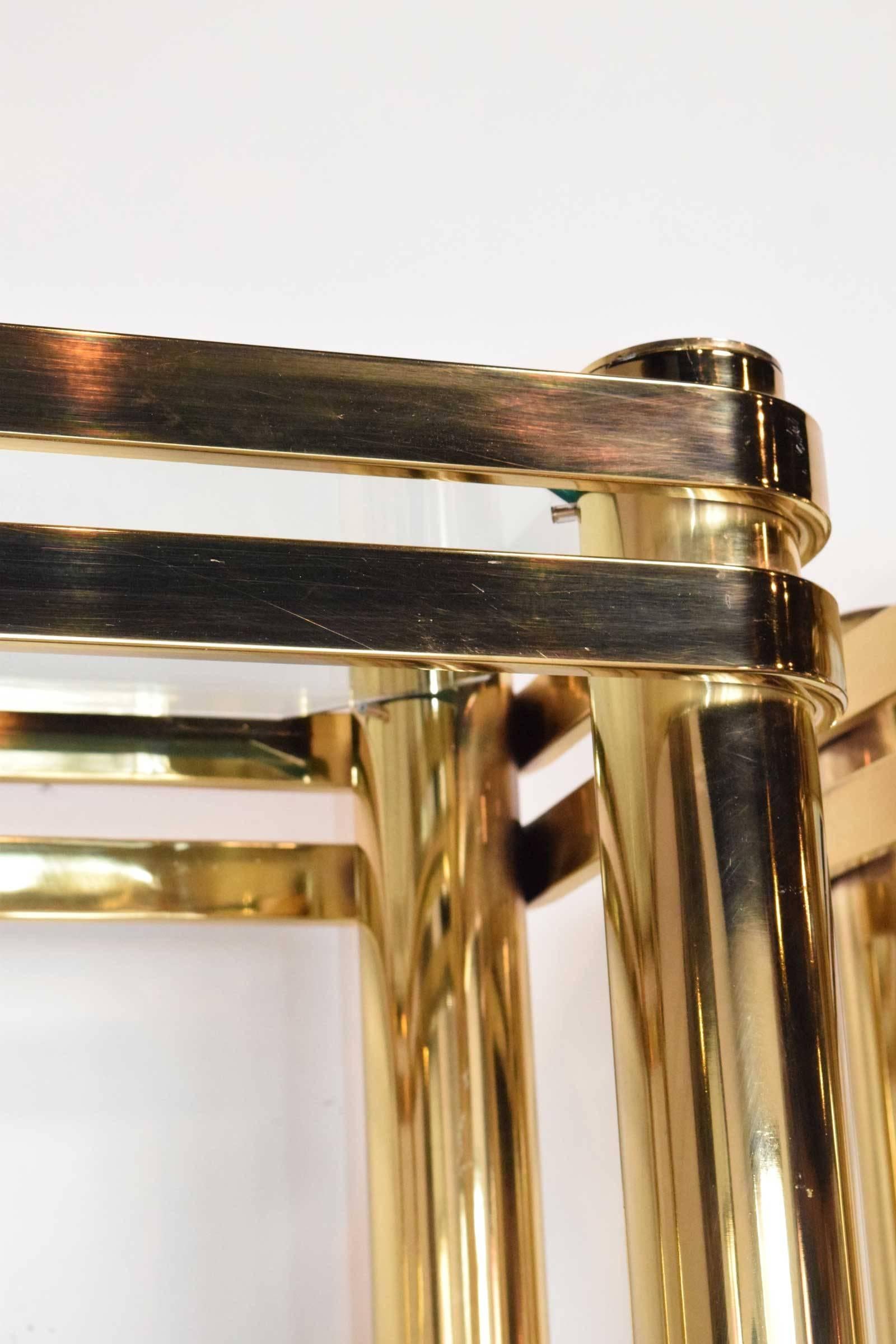 Pair of Brass Finish Etageres Attributed to Mastercraft 3