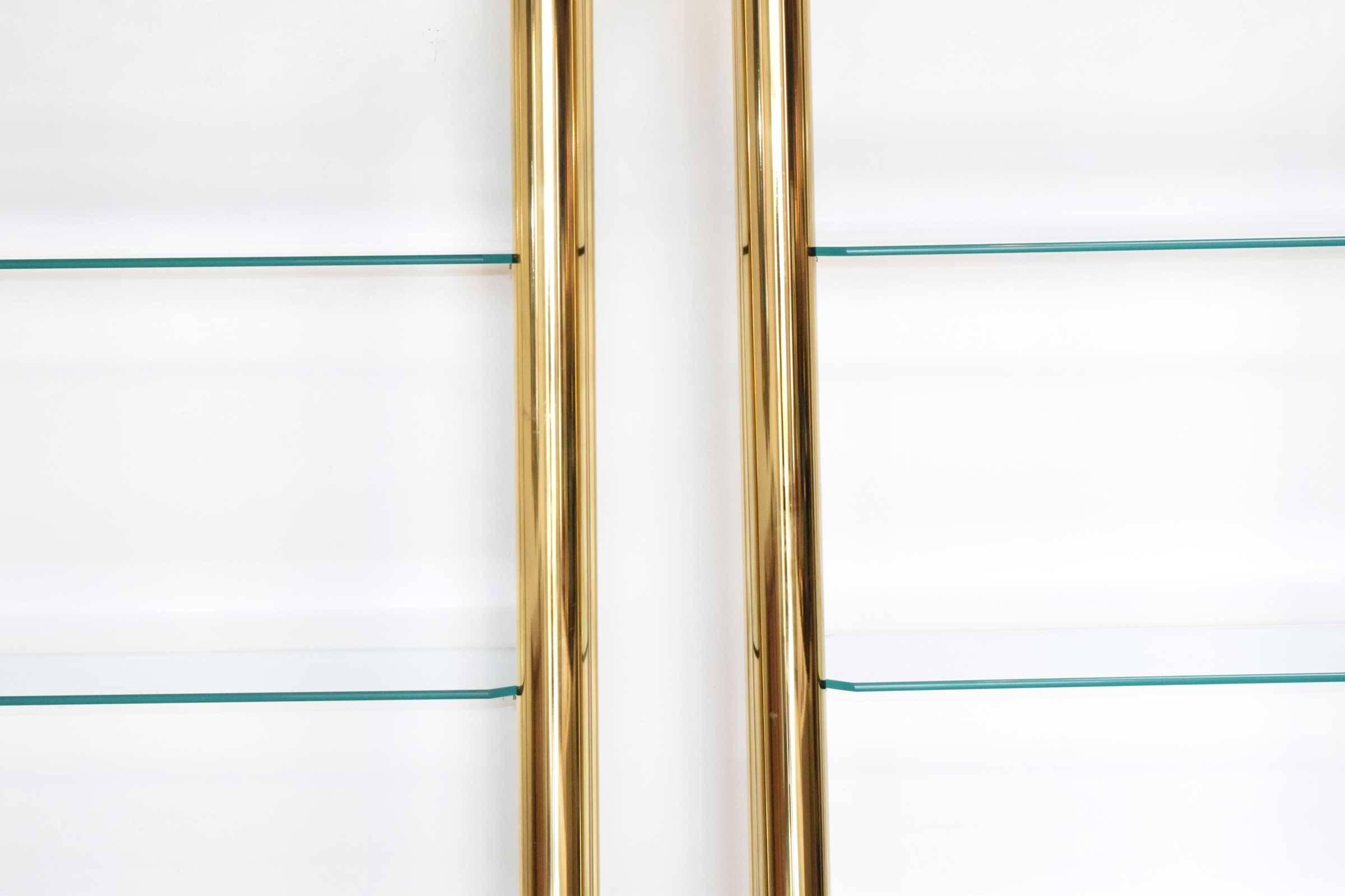 Pair of Brass Finish Etageres Attributed to Mastercraft In Good Condition In Dallas, TX