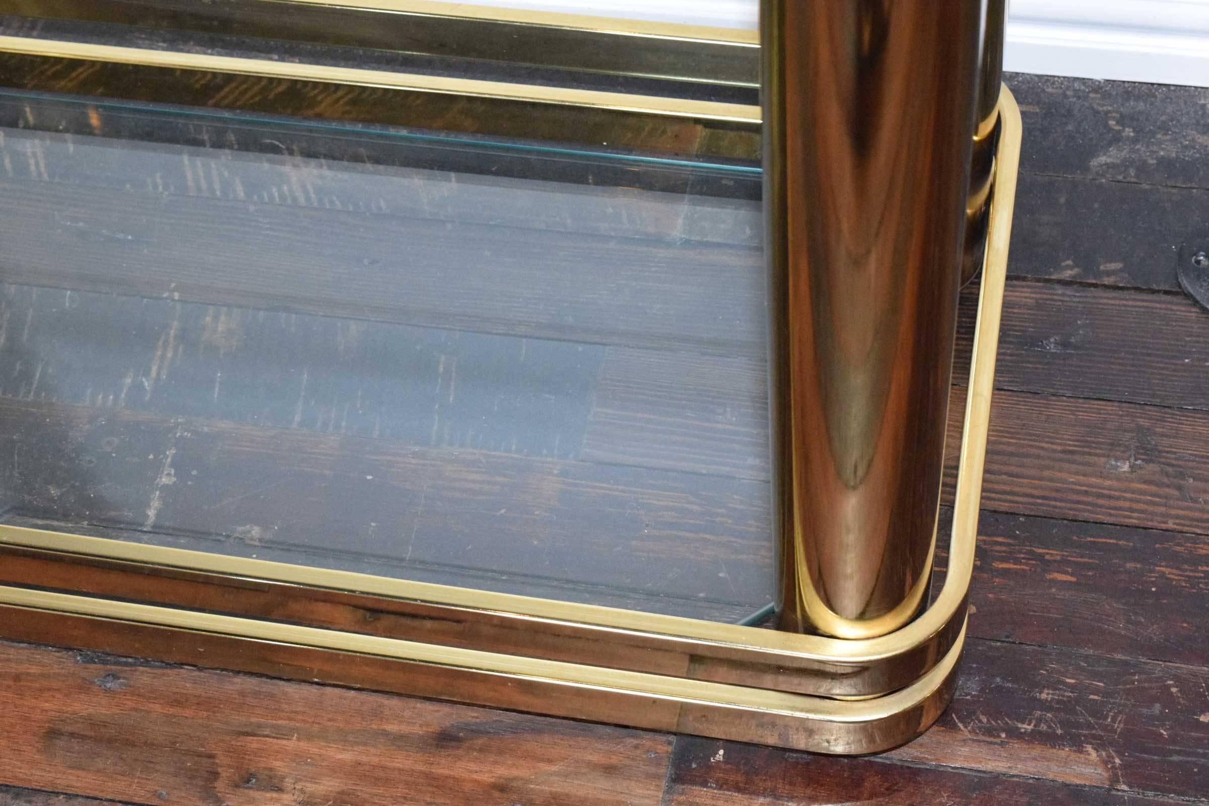 Pair of Brass Finish Etageres Attributed to Mastercraft 1