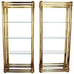 Pair of Brass Finish Etageres Attributed to Mastercraft