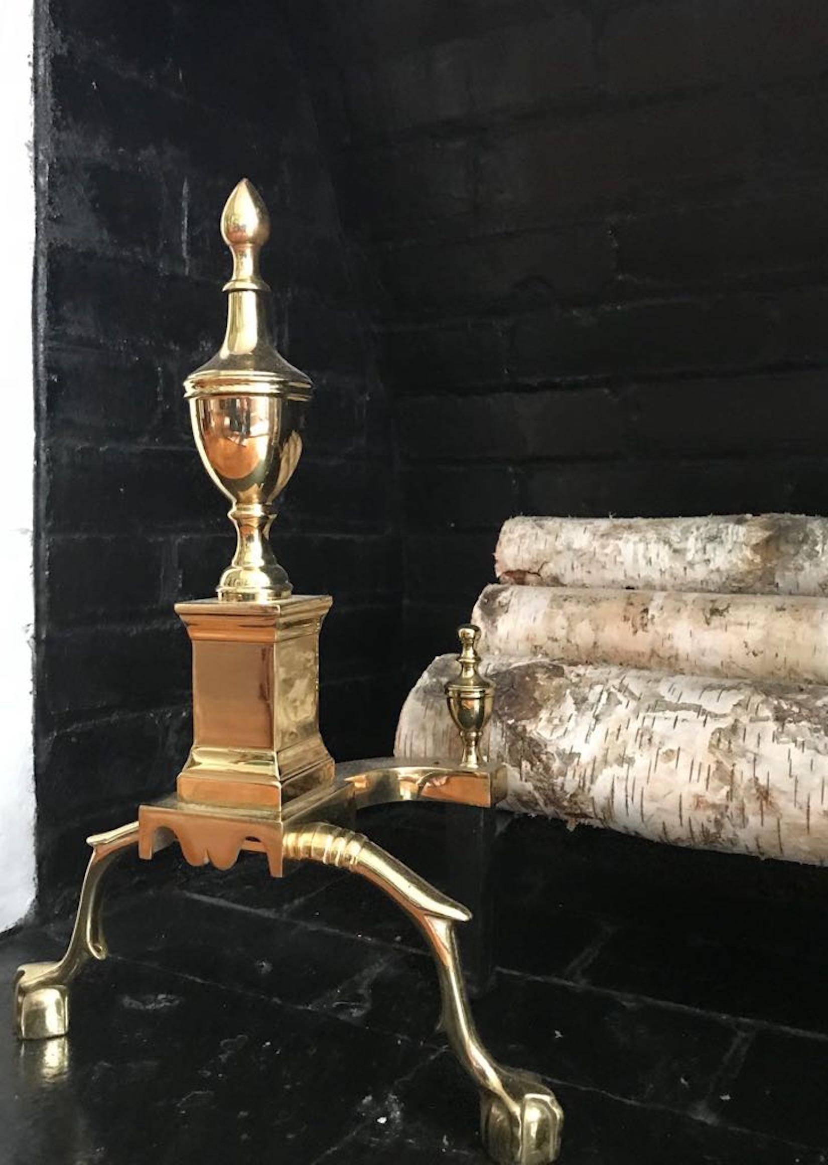 fireplace andirons brass