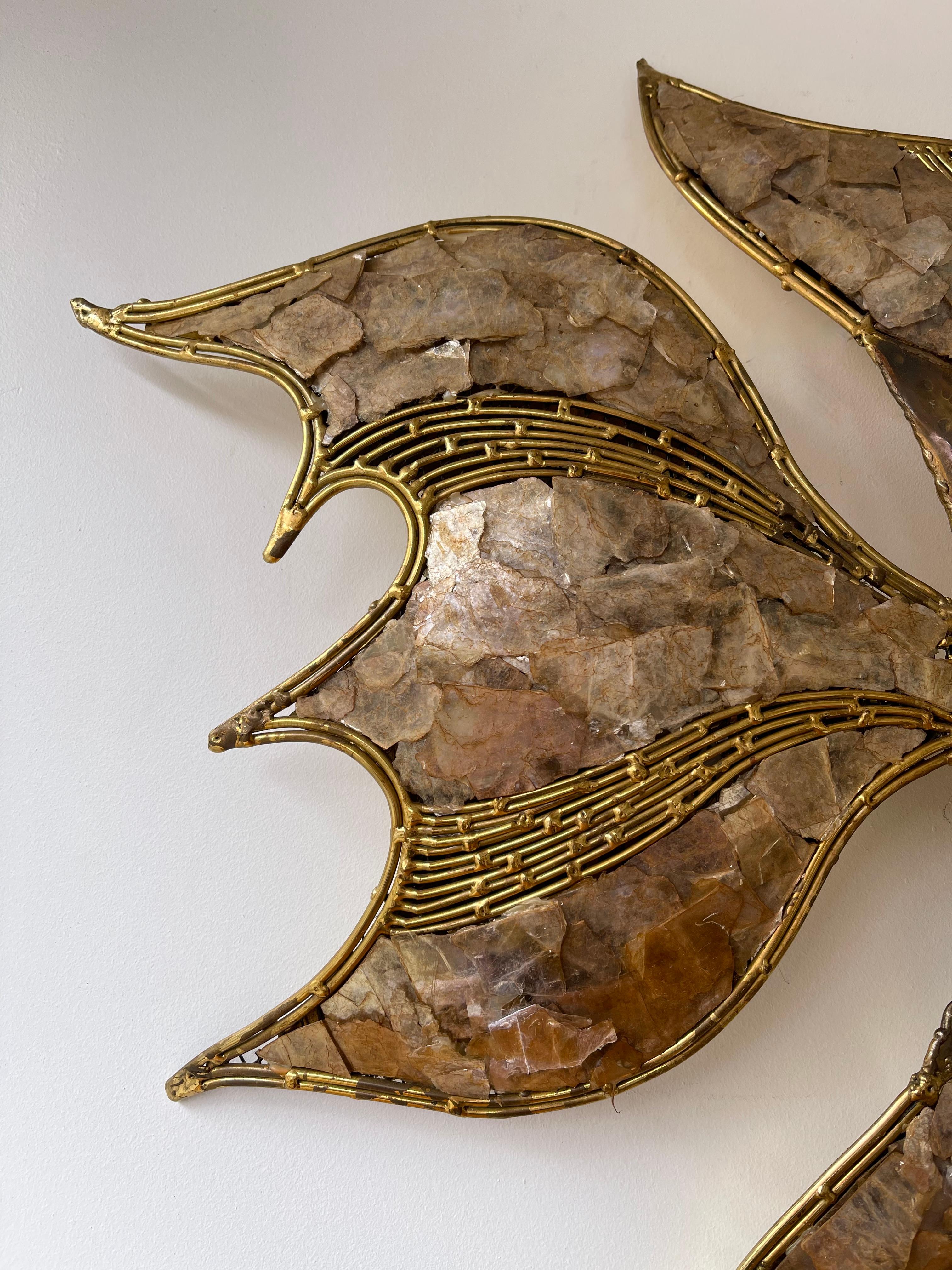 Pair of Brass Fish Sconces by Richard Faure for Maison Honoré, France, 1980s 4