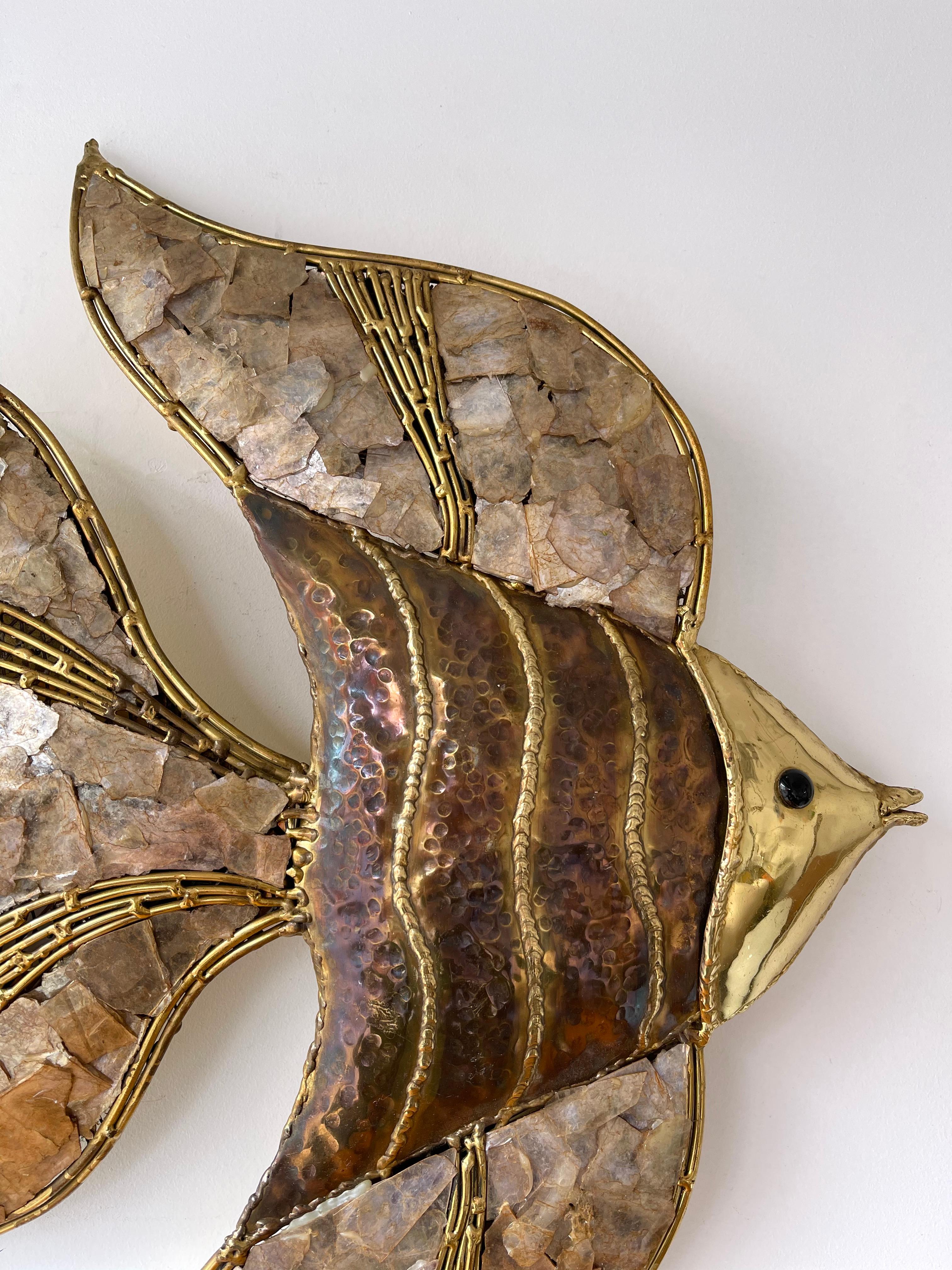 Pair of Brass Fish Sconces by Richard Faure for Maison Honoré, France, 1980s 9