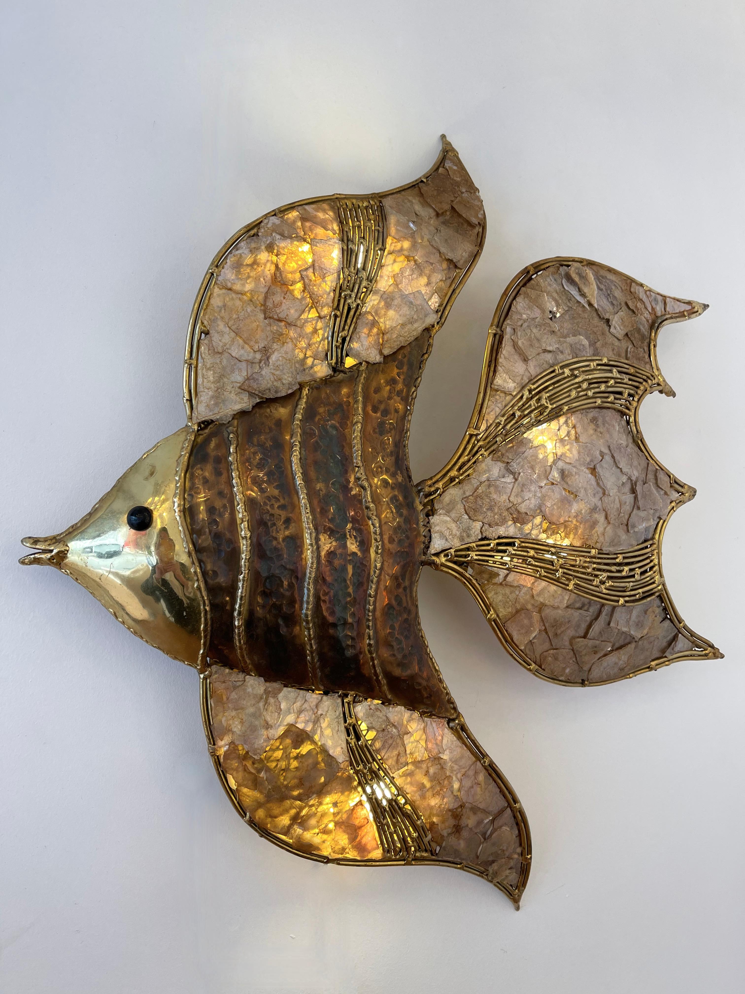 Pair of Brass Fish Sconces by Richard Faure for Maison Honoré, France, 1980s 10