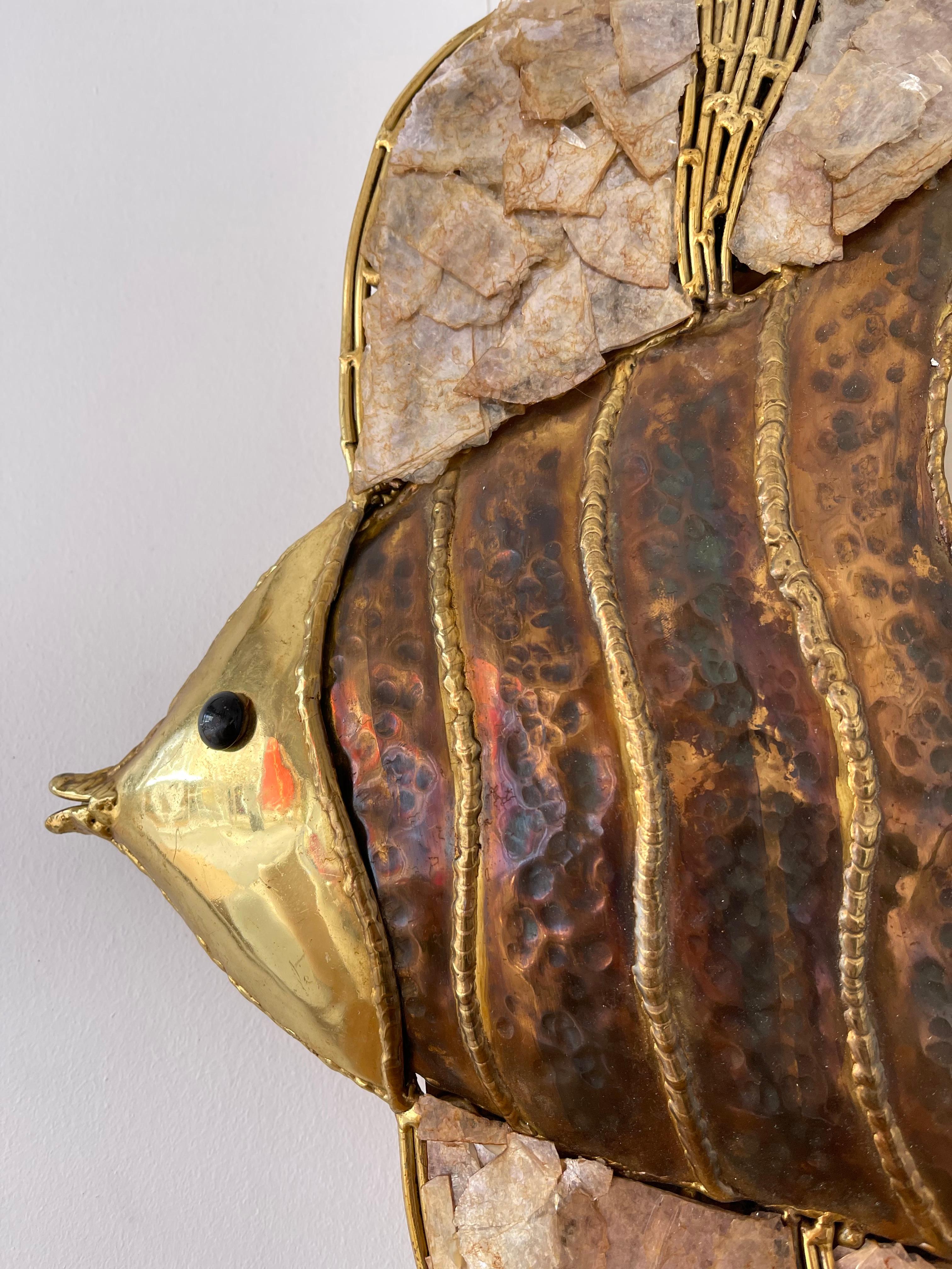 Pair of Brass Fish Sconces by Richard Faure for Maison Honoré, France, 1980s In Good Condition In SAINT-OUEN, FR