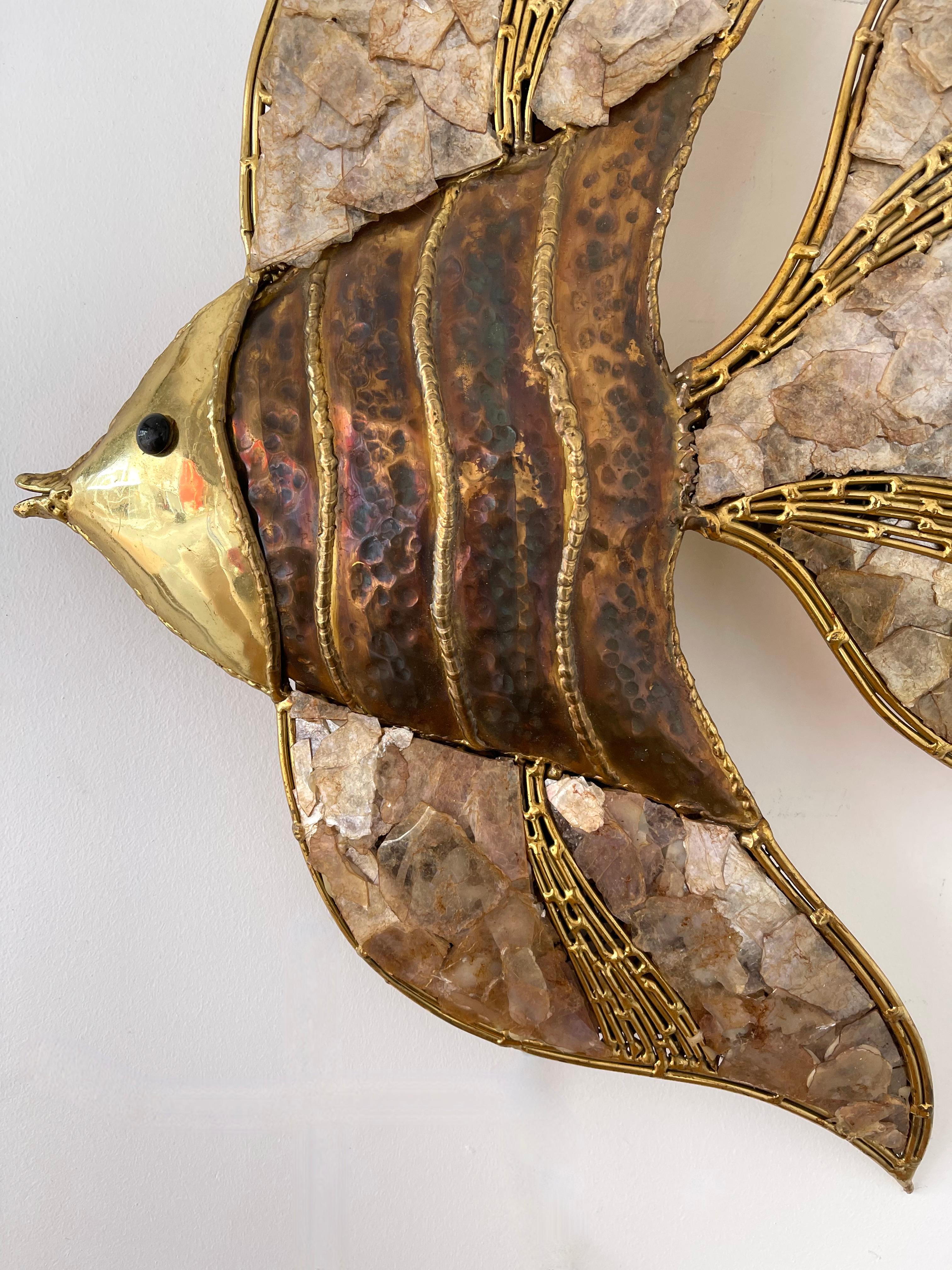 Pair of Brass Fish Sconces by Richard Faure for Maison Honoré, France, 1980s 1