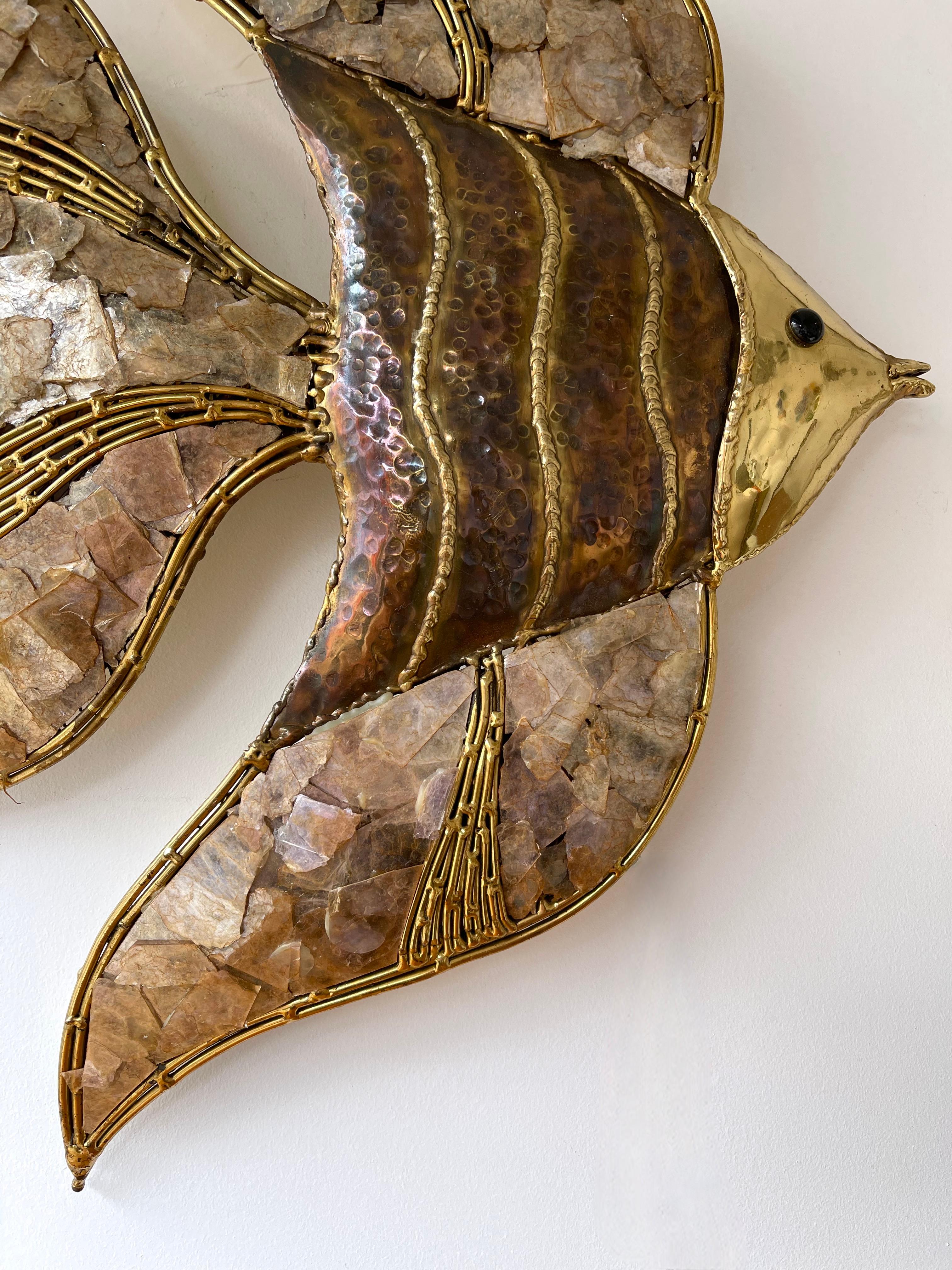 Pair of Brass Fish Sconces by Richard Faure for Maison Honoré, France, 1980s 2