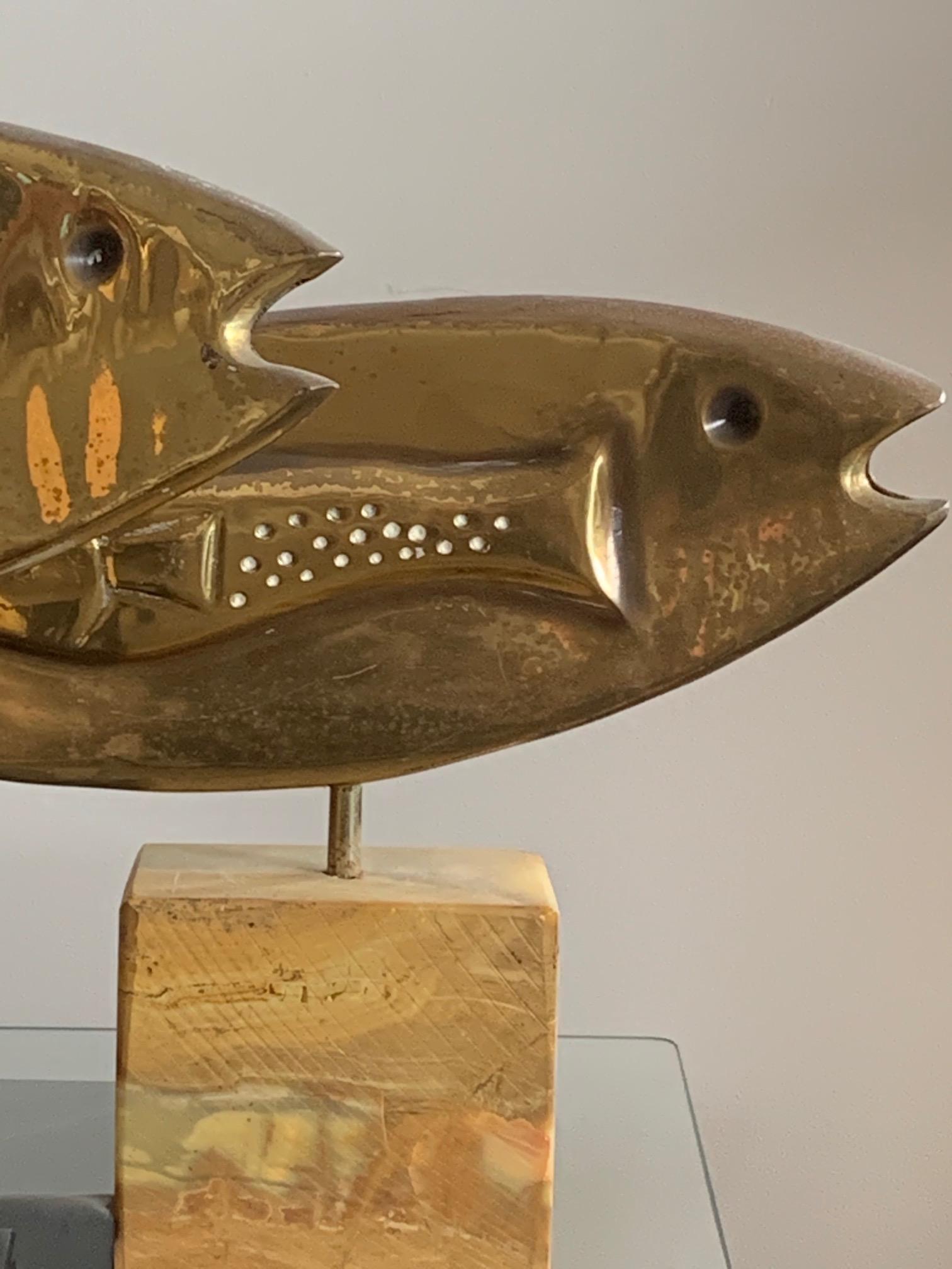 American Pair of Brass Fish Sculptures by Curtis Jere For Sale