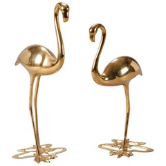 Pair of Brass Flamingo Sculptures