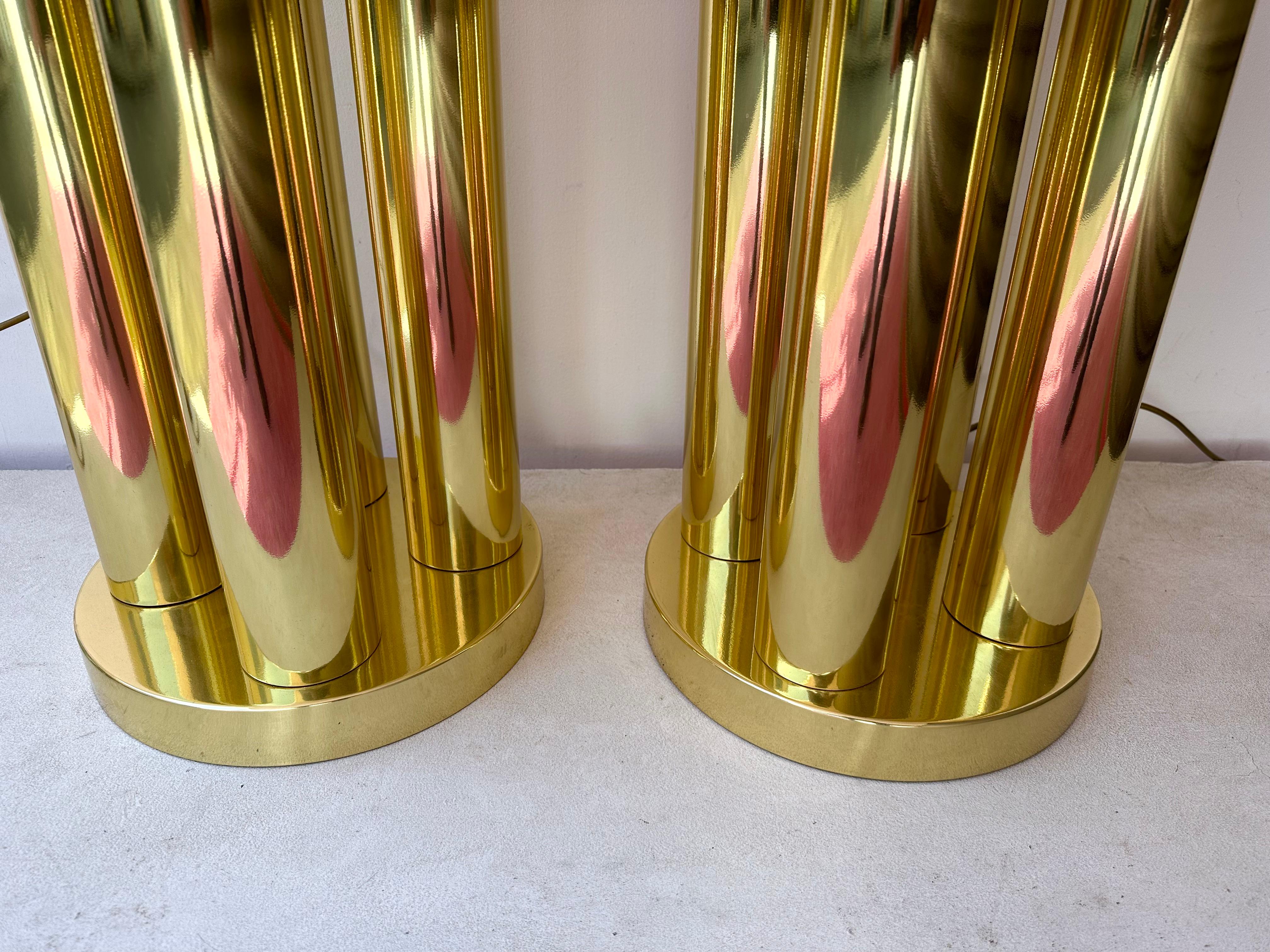 Pair of Brass Floor Lamp Murano Glass by Aldo Nason for Mazzega, Italy, 1970s For Sale 10