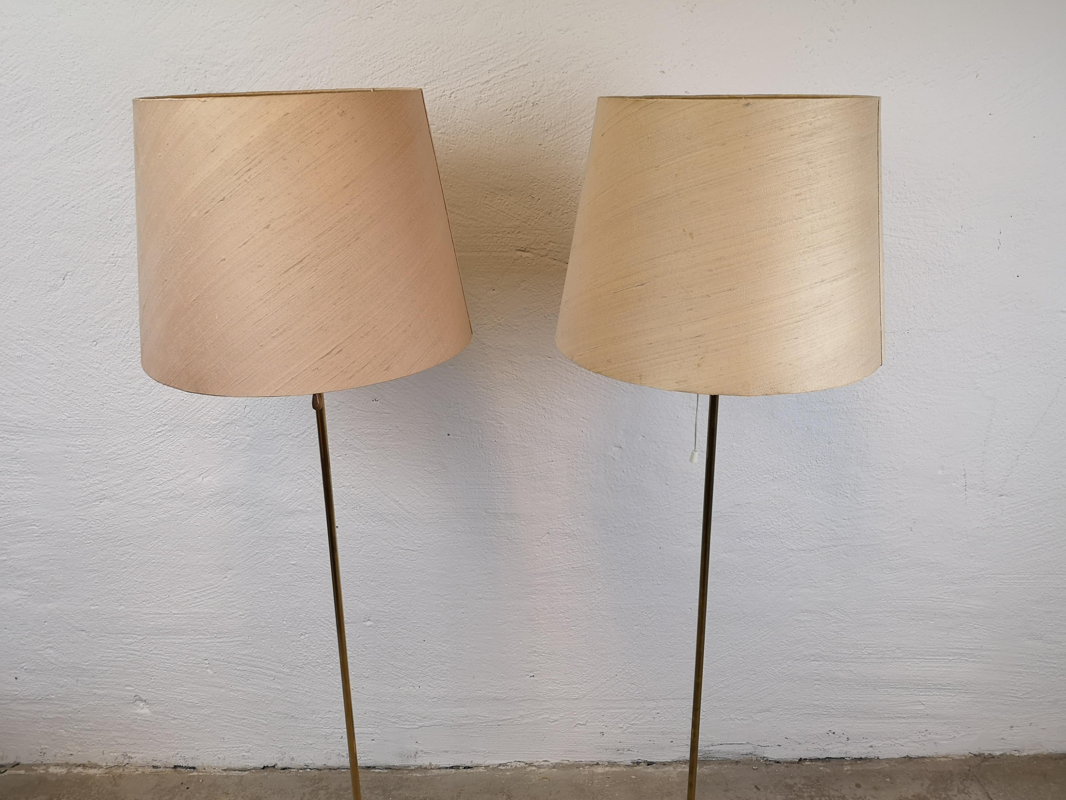 Mid-20th Century Pair of Brass Floor Lamps Bergboms G-025