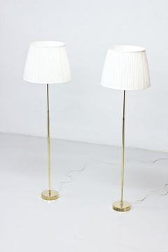 Pair of Brass Floor Lamps by ASEA Belysning, Sweden, 1950s