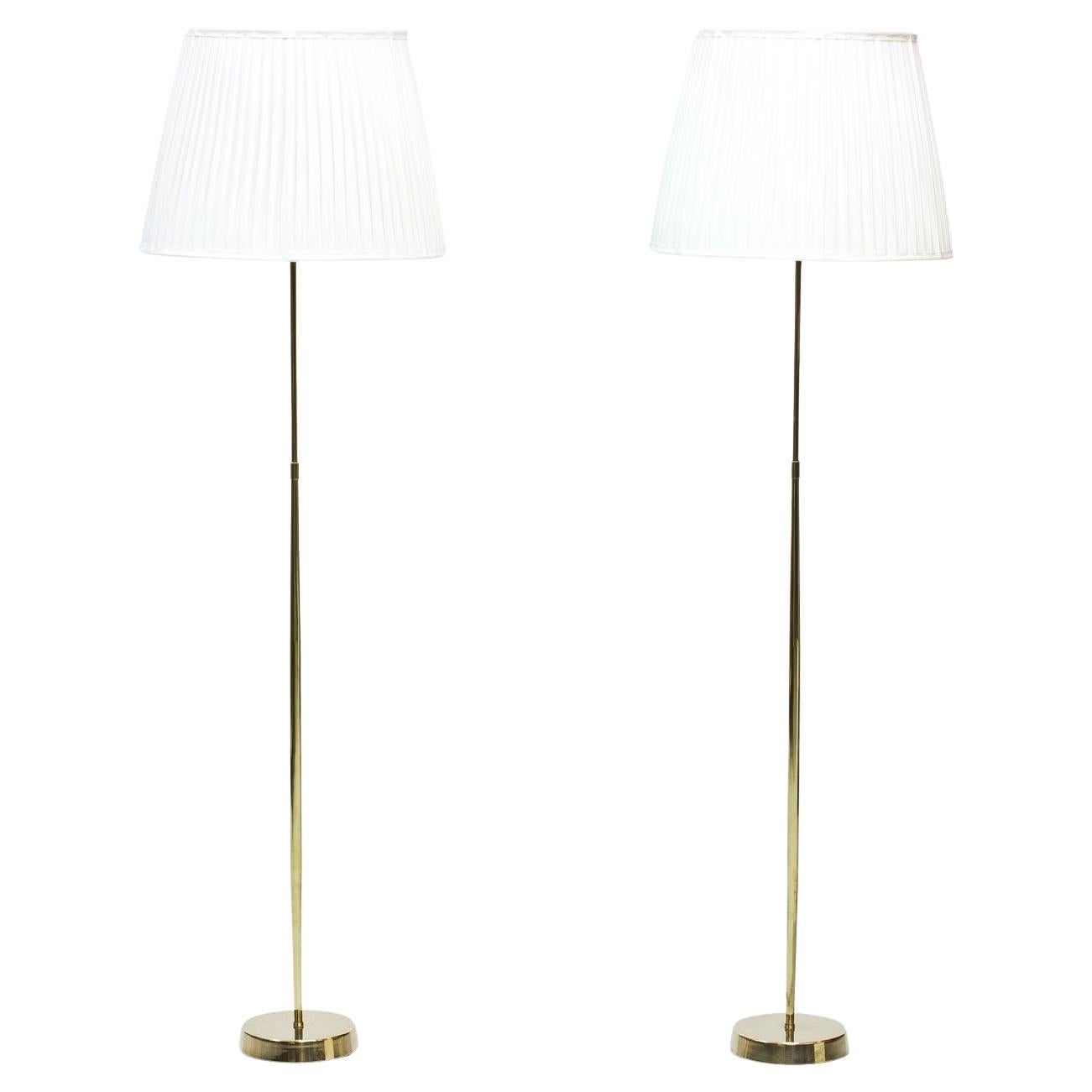 Pair of Brass Floor Lamps by ASEA Belysning, Sweden, 1950s
