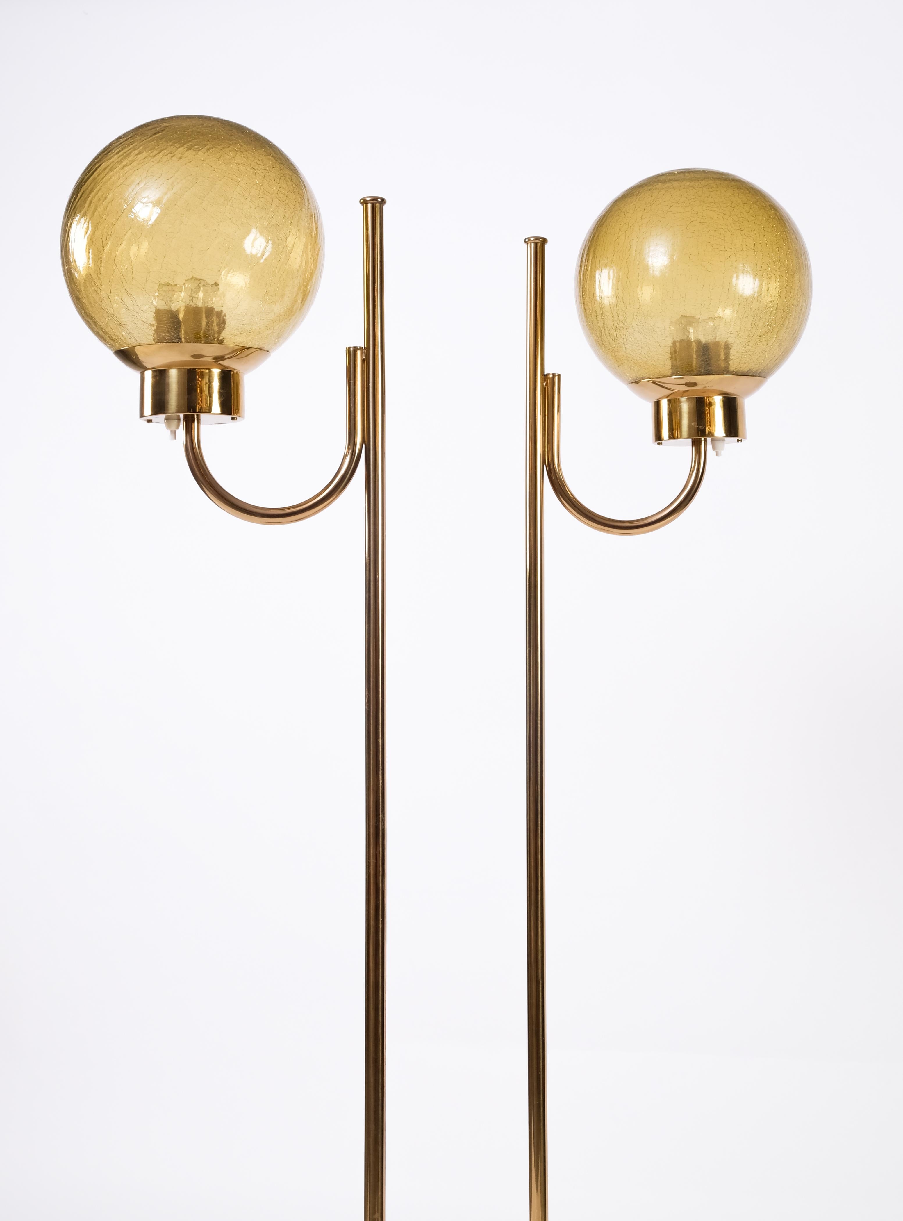 Late 20th Century Pair of Brass Floor Lamps by Bergboms Model G-118, 1970s For Sale