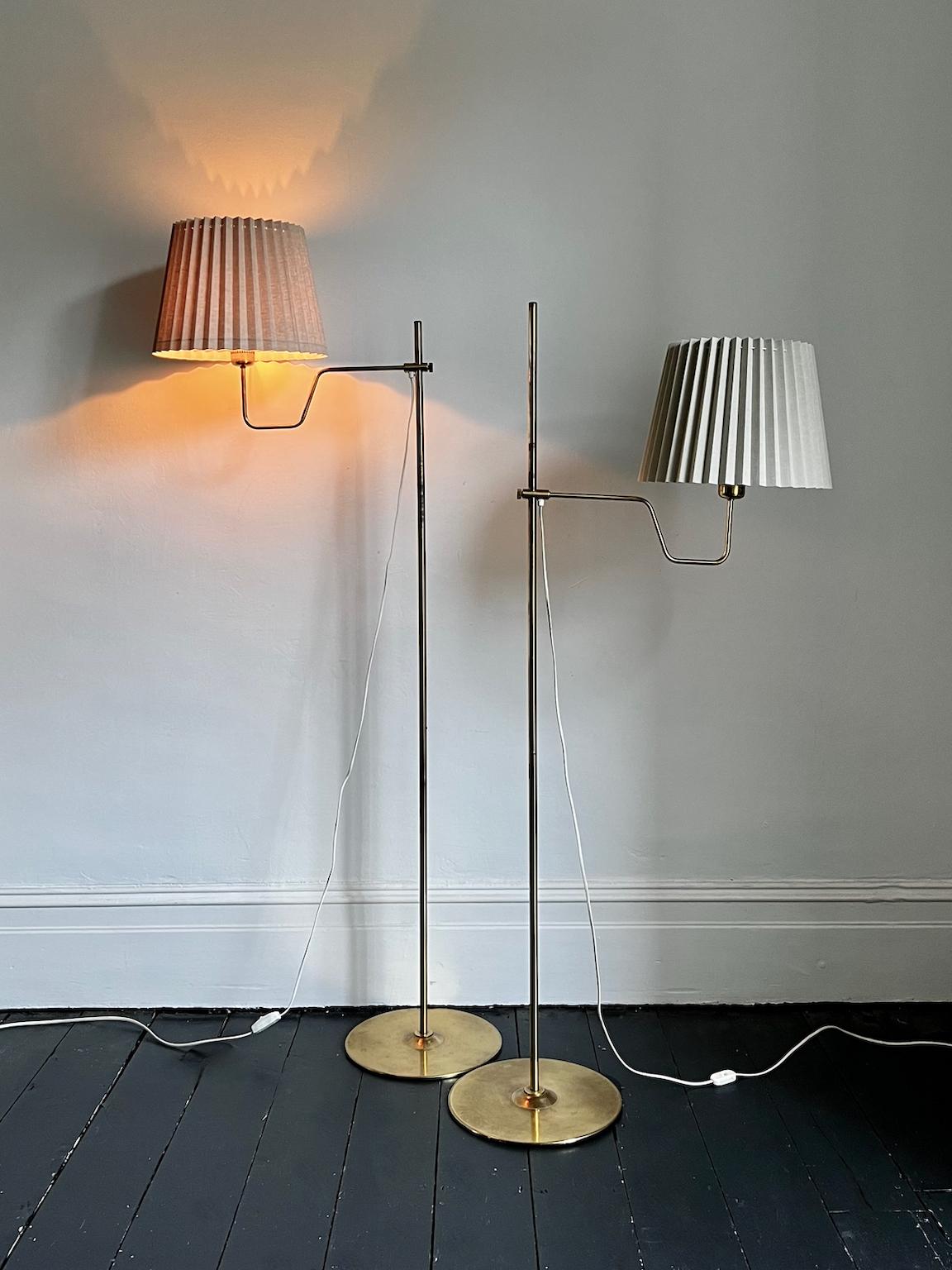 Swedish Pair of Brass Floor Lamps by Hans Agne Jakobsson, Sweden