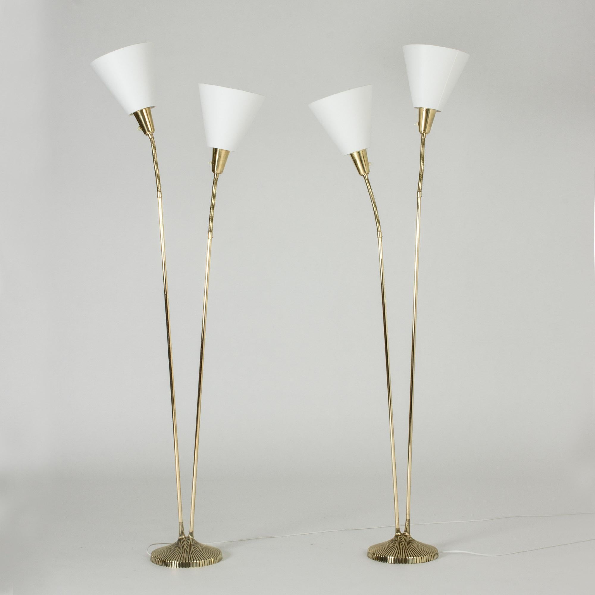 Scandinavian Modern Pair of Brass Floor Lamps by Sonja Katzin