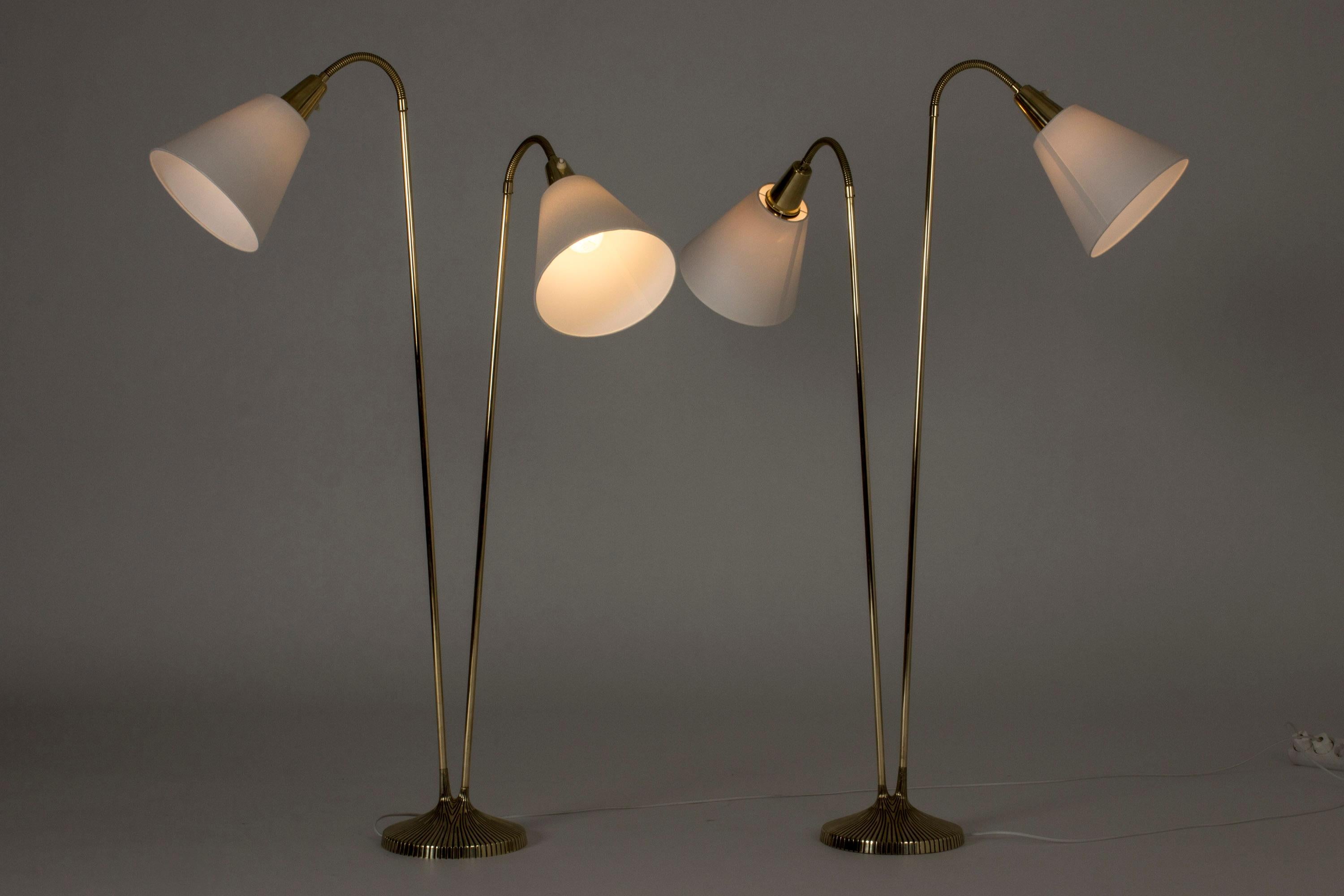Pair of Brass Floor Lamps by Sonja Katzin 3