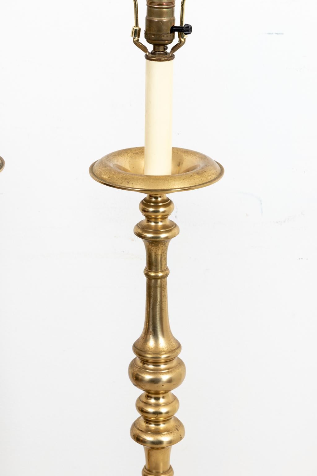 20th Century Pair of Brass Floor Lamps