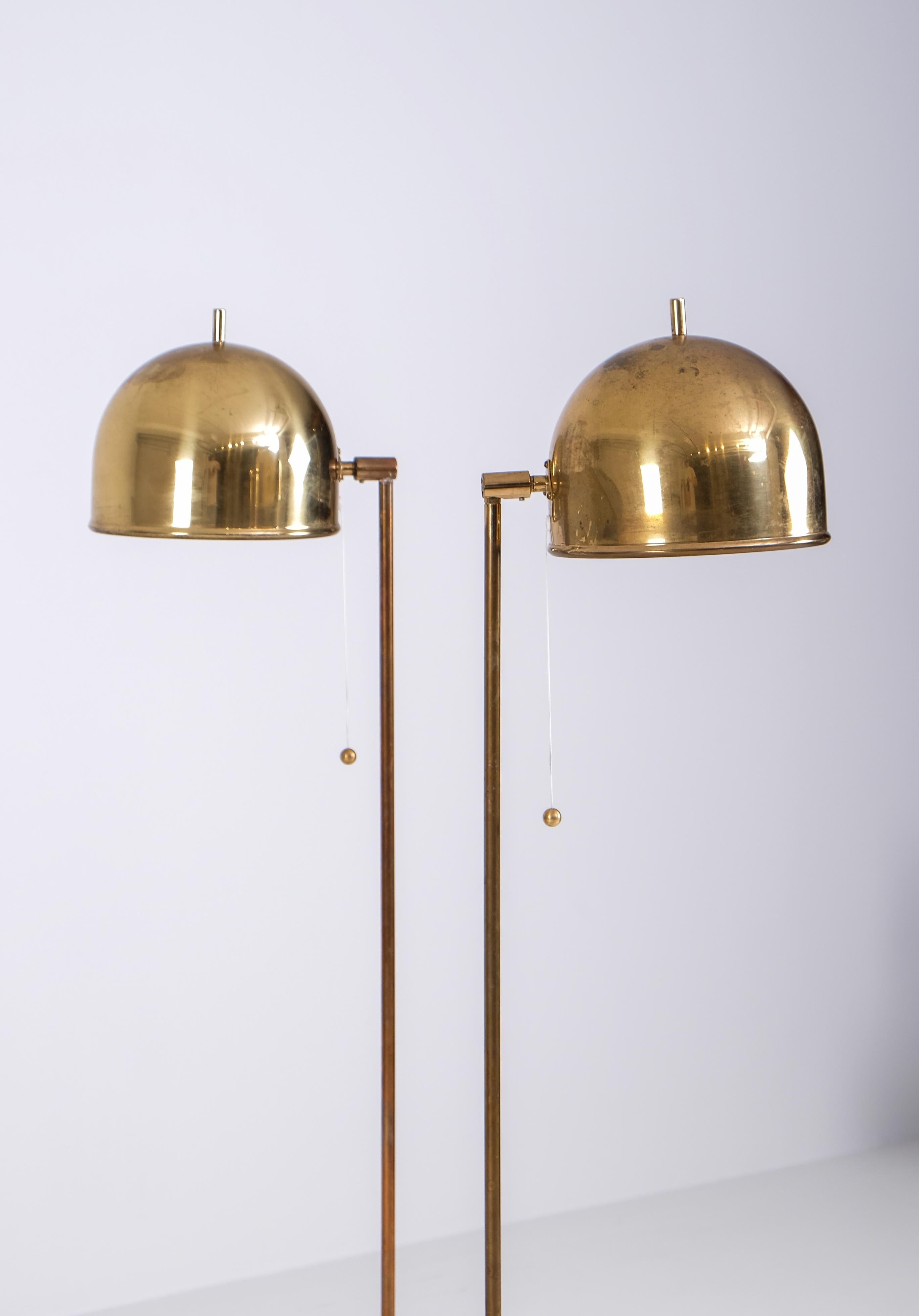 Pair of Brass Floor Lamps Model G-075, Bergboms, Sweden, 1960s For Sale 7