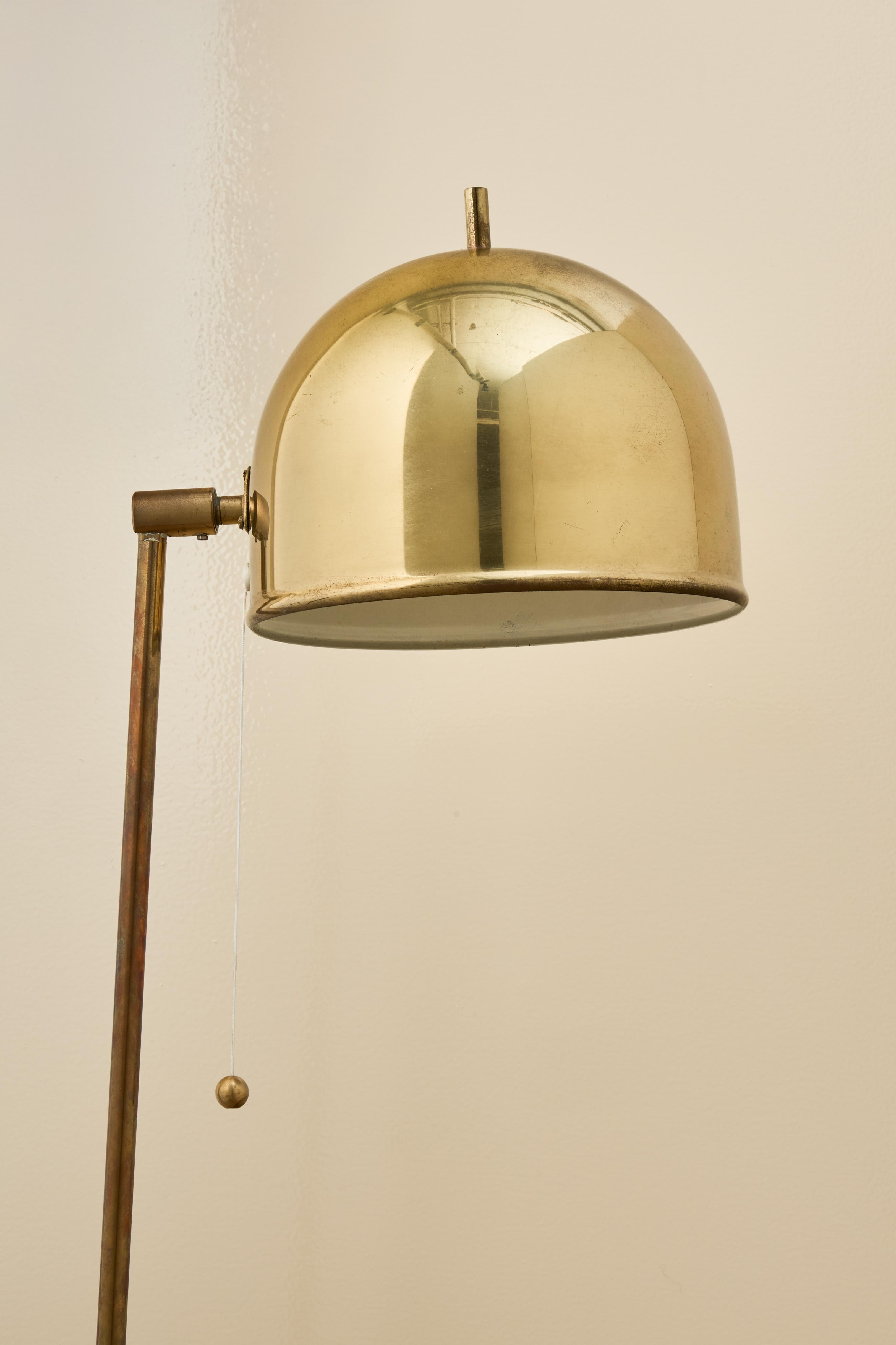 Mid-20th Century Pair of Brass Floor Lamps Model G-075, Bergboms, Sweden, 1960s For Sale