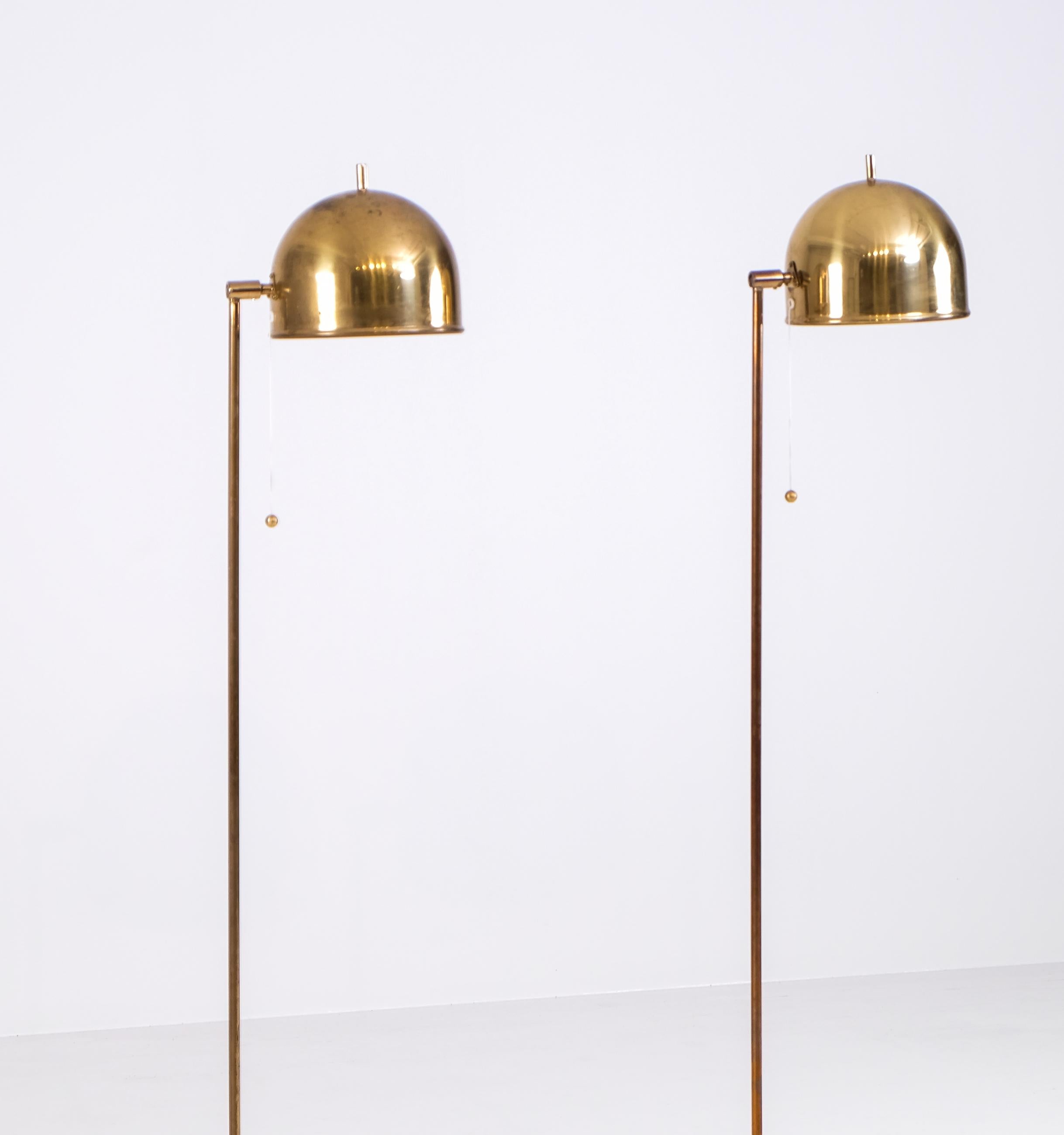 Pair of Brass Floor Lamps Model G-075, Bergboms, Sweden, 1960s For Sale 1