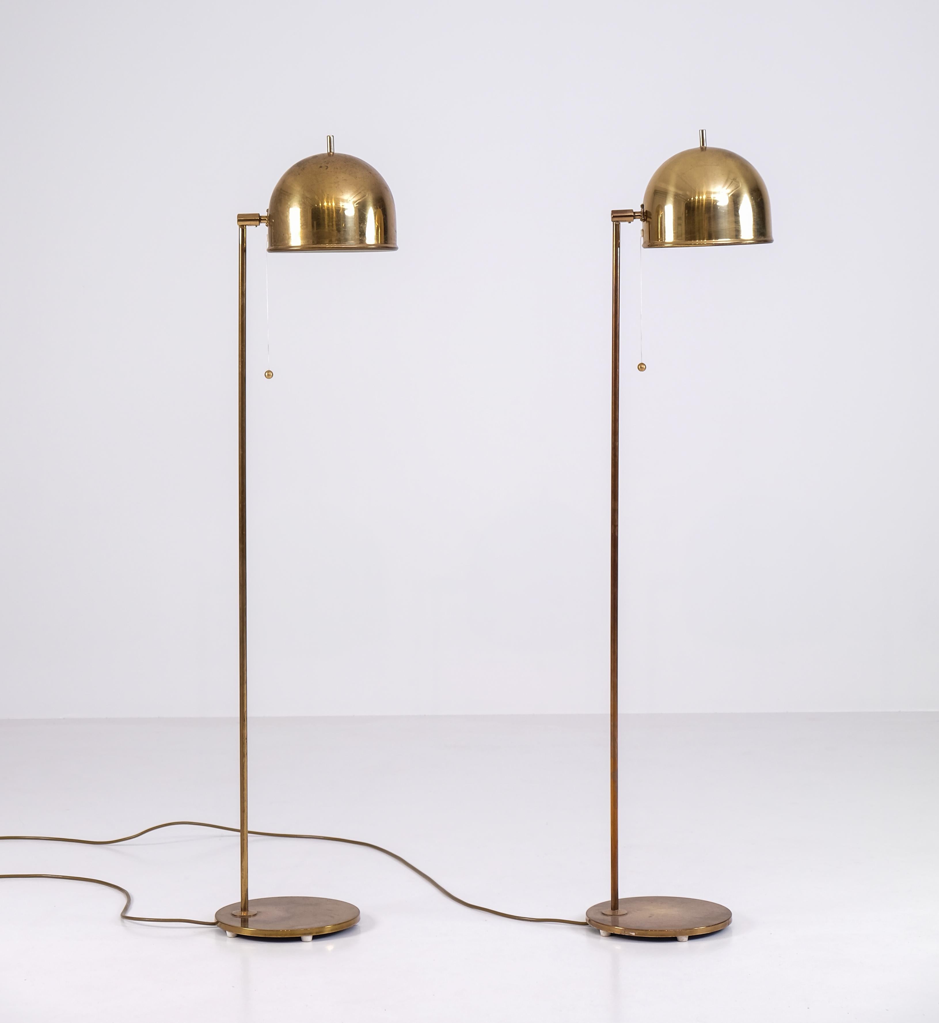 Pair of Brass Floor Lamps Model G-075, Bergboms, Sweden, 1960s For Sale 2
