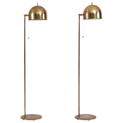 Pair of Brass Floor Lamps Model G-075, Bergboms, Sweden, 1960s