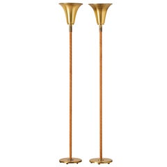 Coppia di lampade da terra in ottone, Norvegia, anni '60