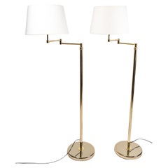 Pair of Brass Floor Lamps, Reading Lights, 20th Century