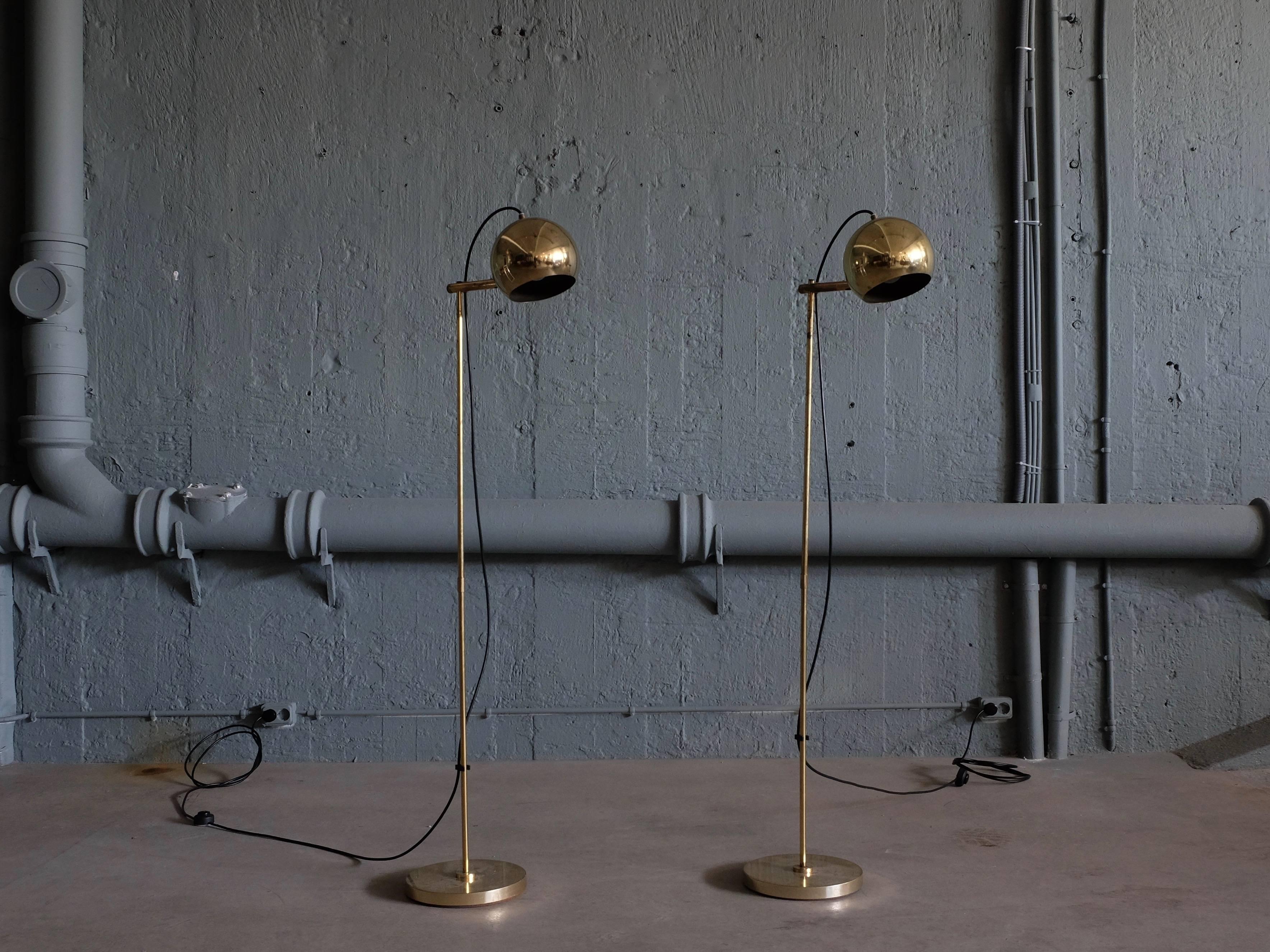 Swedish Pair of Brass Floor Lamps, Sweden, 1960s
